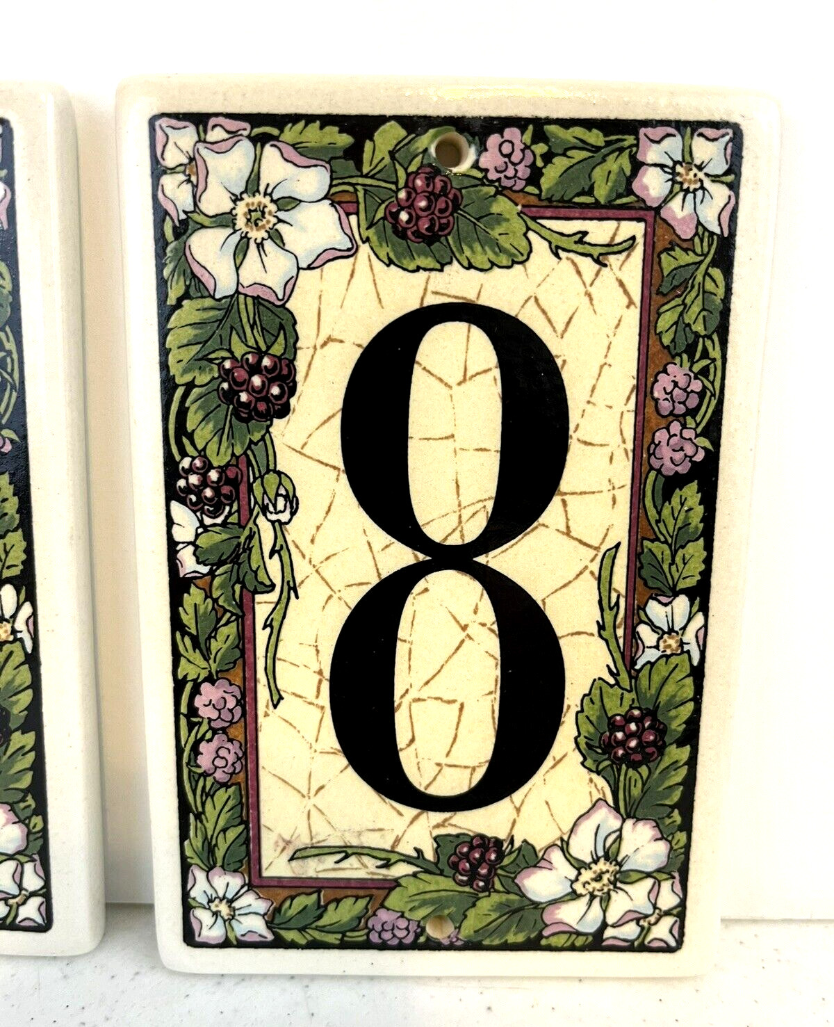Lot Of 2 ~ Decorative House Address Numbers ~ 7 & 8 ~ Ceramic Tiles ~ New