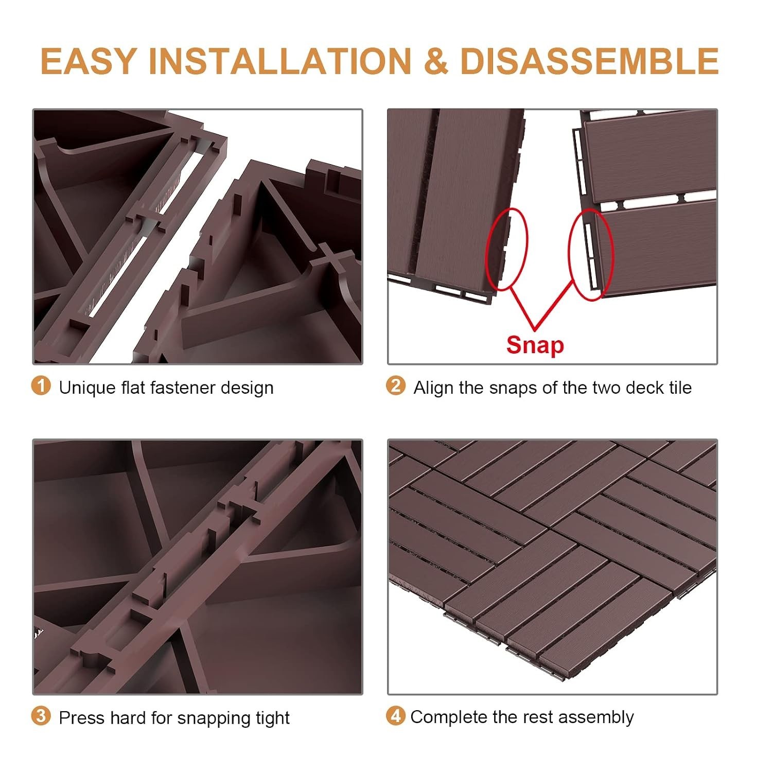 Customizable 12×12 Plastic Deck Tiles – All-Weather, Easy Install & Maintenance