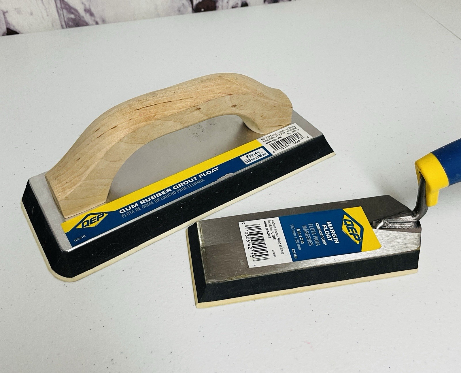 QEP 4 in x 9.5 in Gum Rubber Grout Float & 6″ x 2″ Margin Float