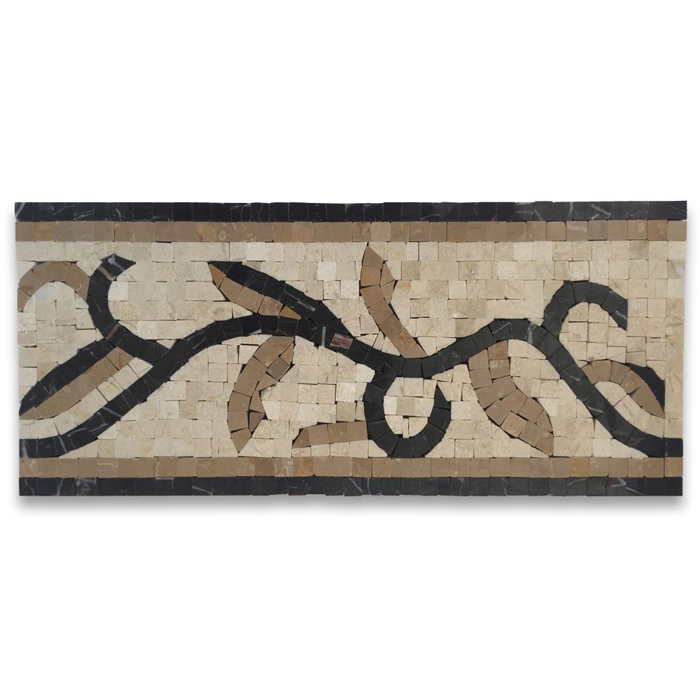 B0069P Marble Mosaic Border Listello Accent Tile Ivy Gold 5.9×13.4 Polished