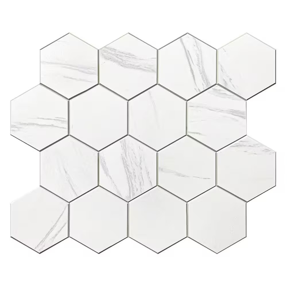Marble Hex 10.83 In. X 11.81 In. SPC Peel and Stick Backsplash Tile (0.9 Sq. Ft.
