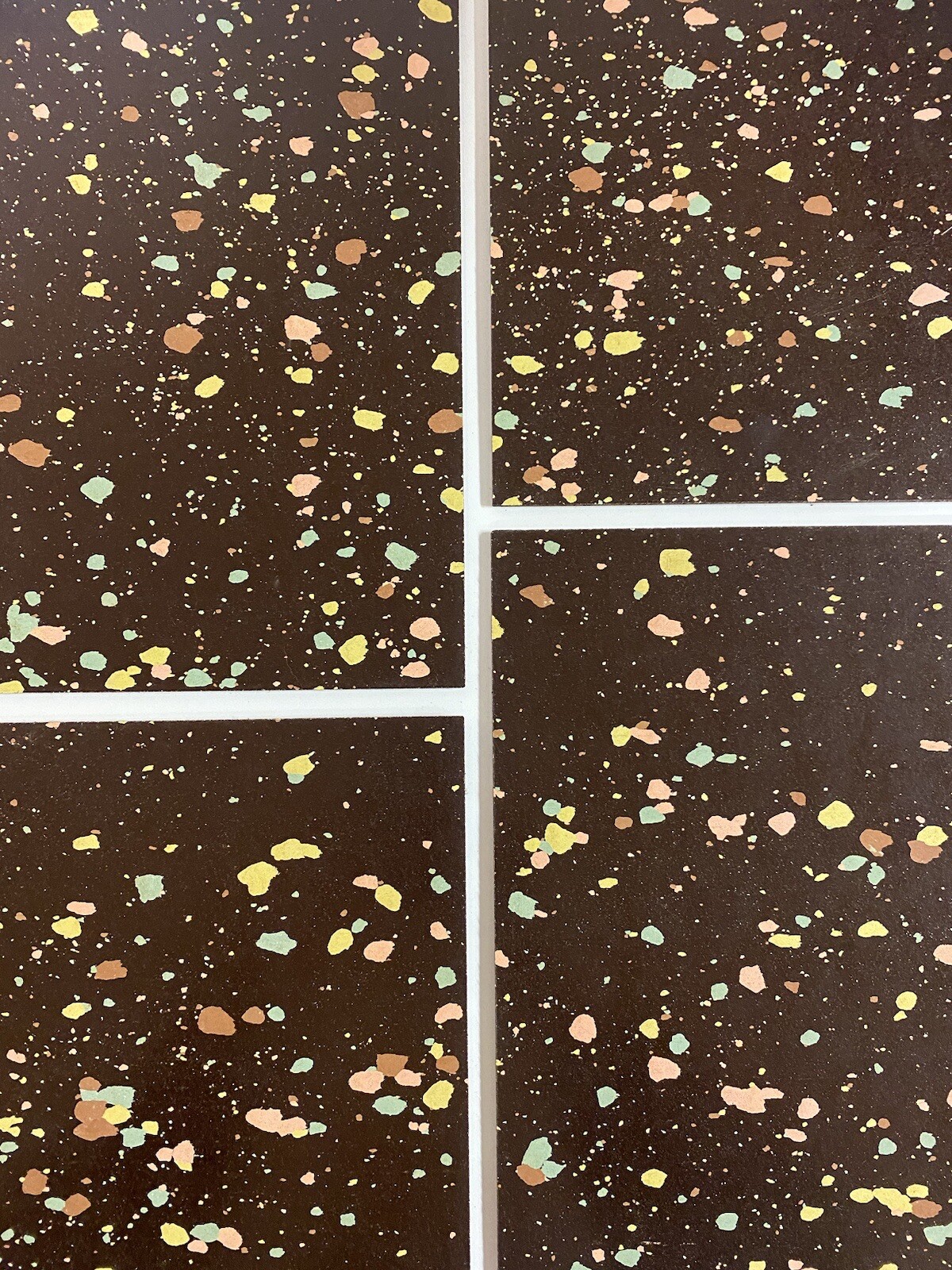 New Old Stock Armstrong Asphalt Tiles Mid Century Brown Terrazzo Pattern