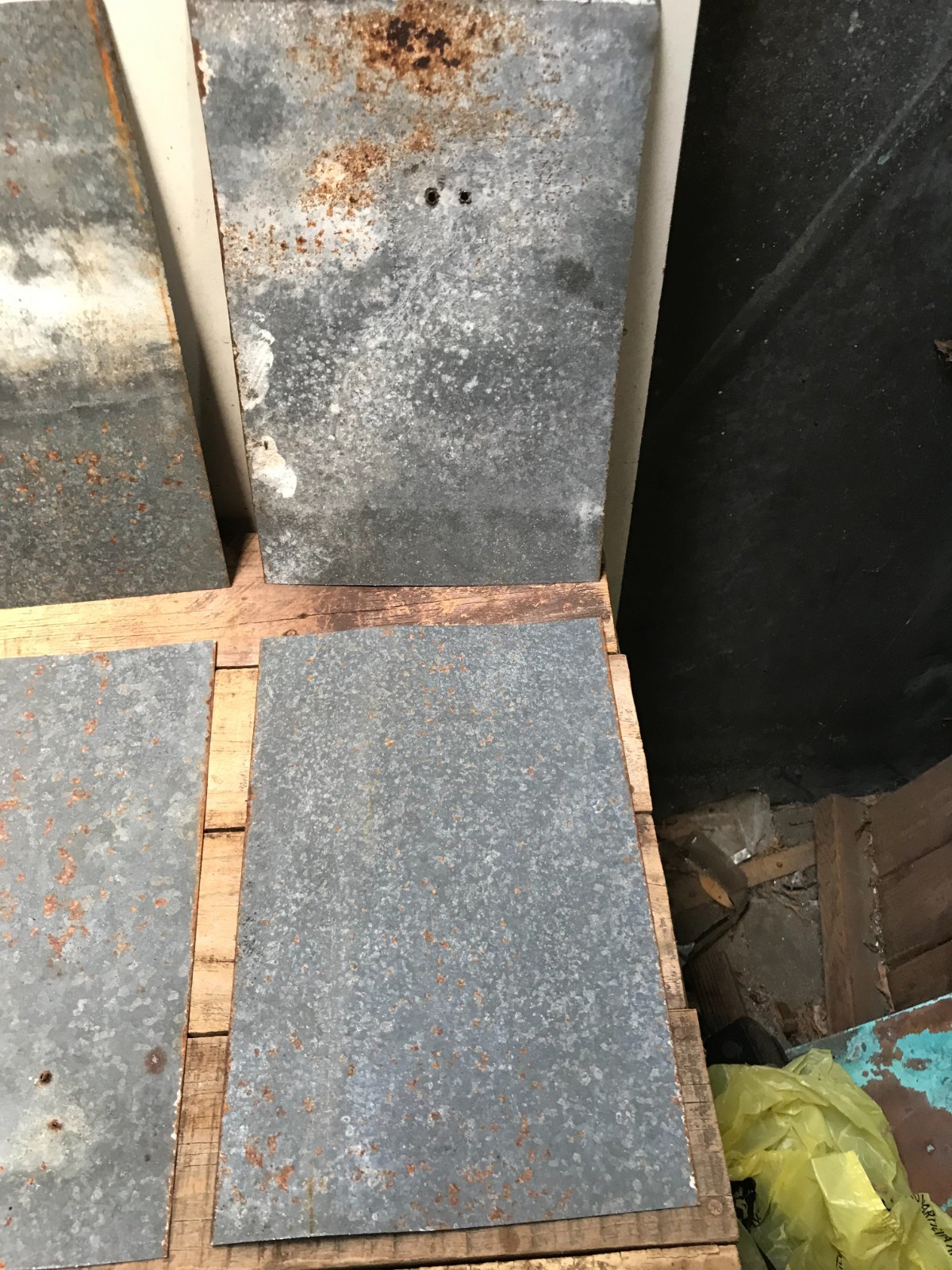 10 Rusty Galvanized Patina Sheet Metal 12″ x 7 1/2 – 8″ Wall Tile Art Garden (F)