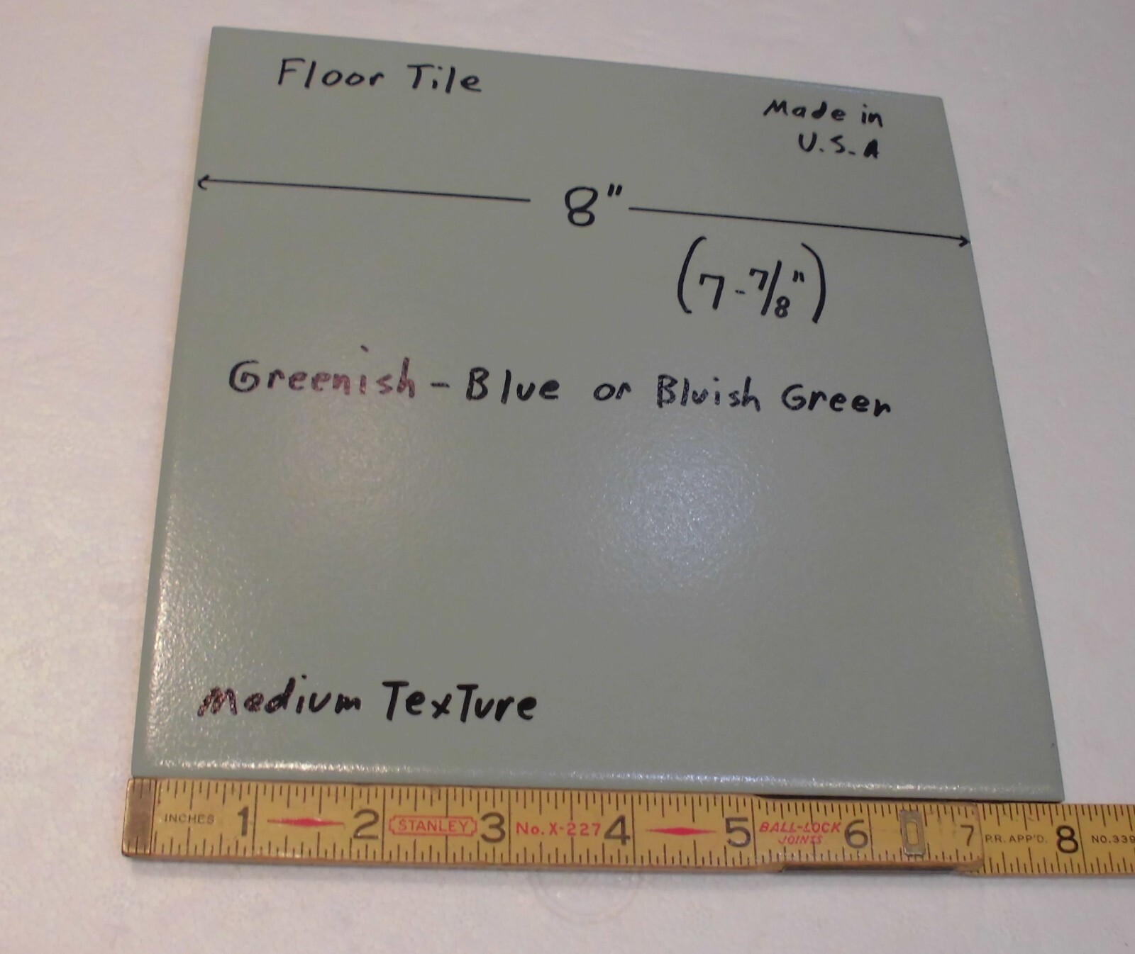 1 pc. Greenish-Blue or Bluish Green: Floor Tile 8″ X 8″ Medium Textured, USA