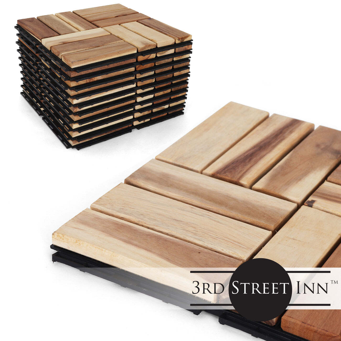 3rd Street Inn Deck Tiles – Interlocking Acacia Patio Tiles – Natural Finish