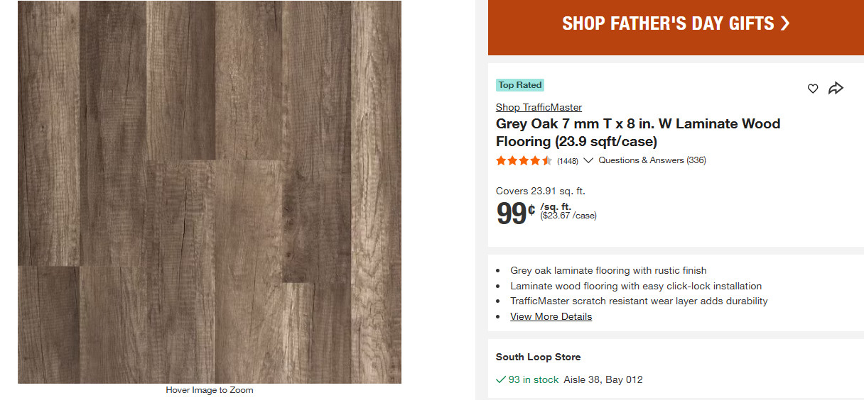 Pallet Sale – Trafficmaster Flooring Grey Oak 7mm – 33 cases