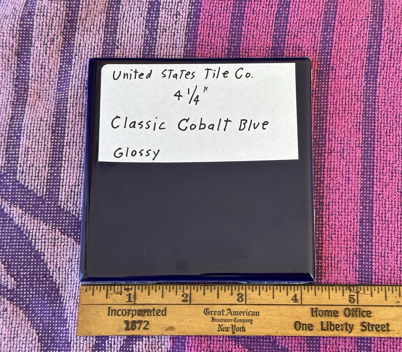 1 pc. Cobalt Blue: 4-1/4″ High-Gloss Ceramic Tile by United States Tile Co. NEW