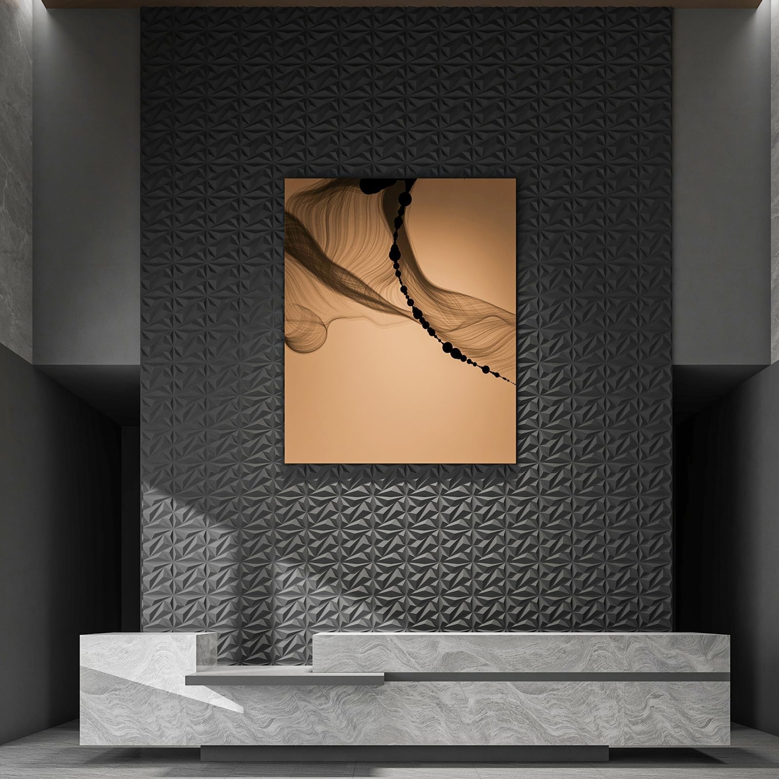 3D Wall Panels Diamond Textured PVC for Interior Decor Black 12″x12″ 33 Pack