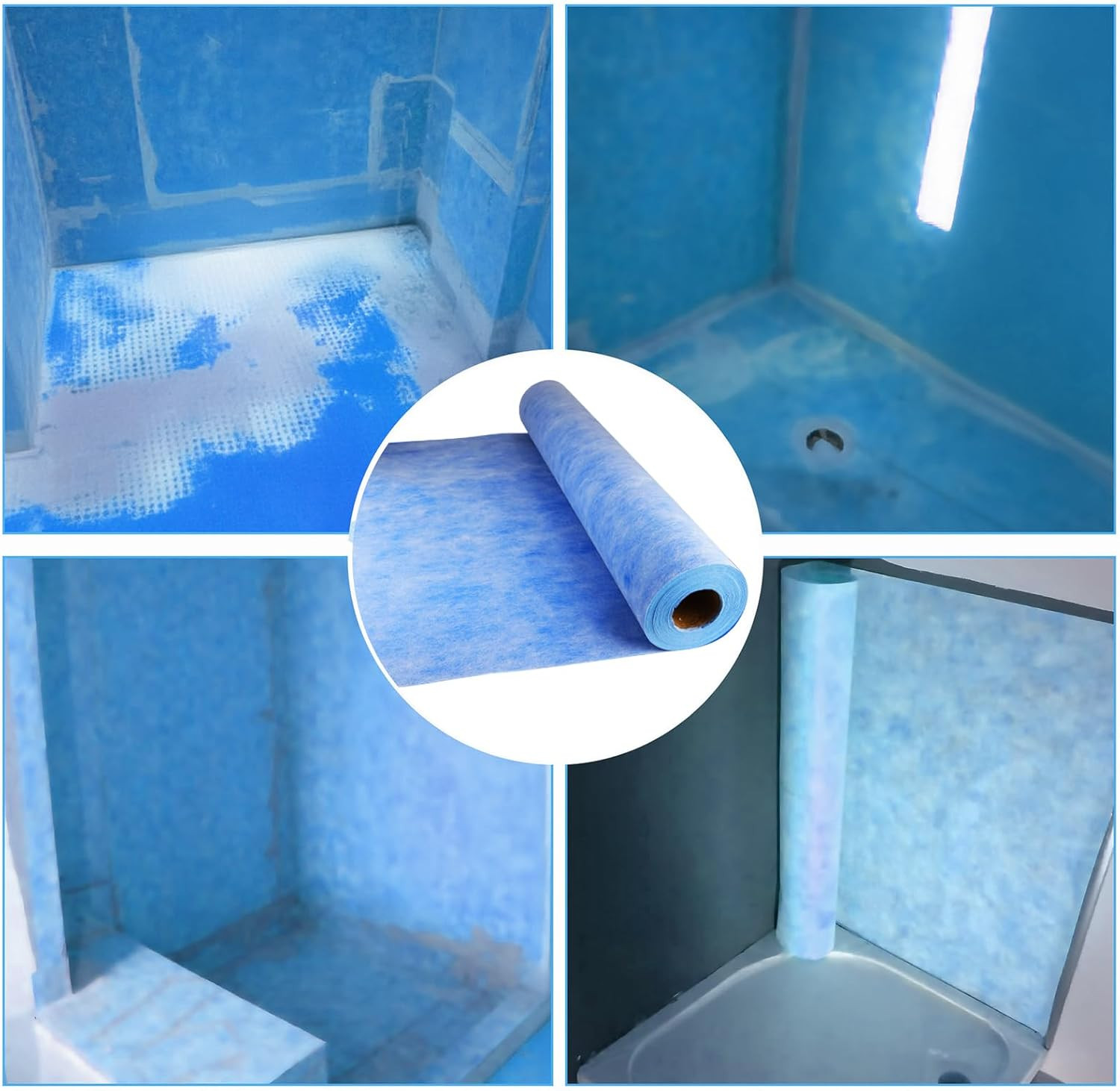 Waterproof Membrane for Shower – 3.3FT X 98.5FT, 323 Sq Ft, 23.6 Mil Thick Blue
