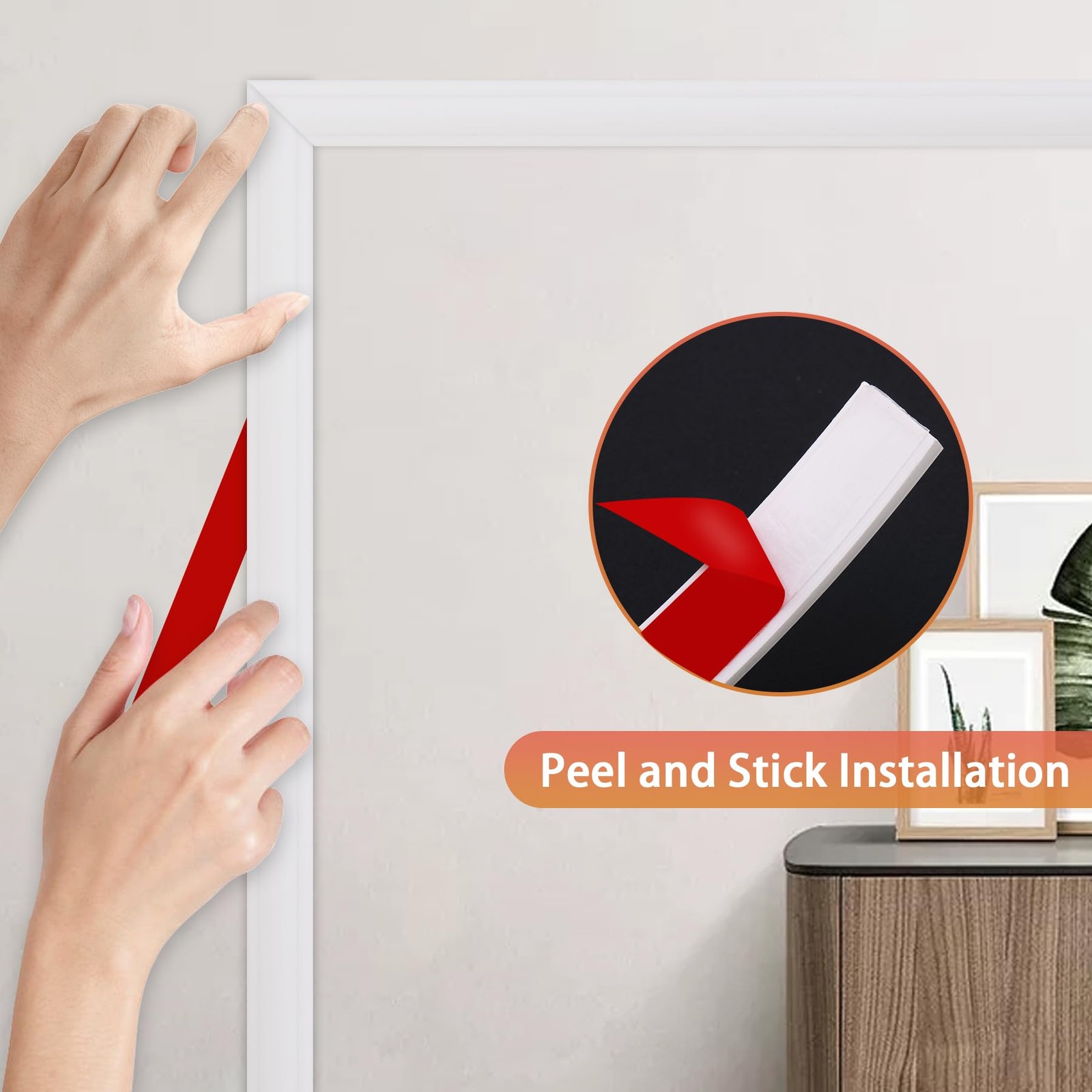 Peel and Stick Chair Rail Panel Molding, 240”L x 0.9”W Strong Self Adhesive…