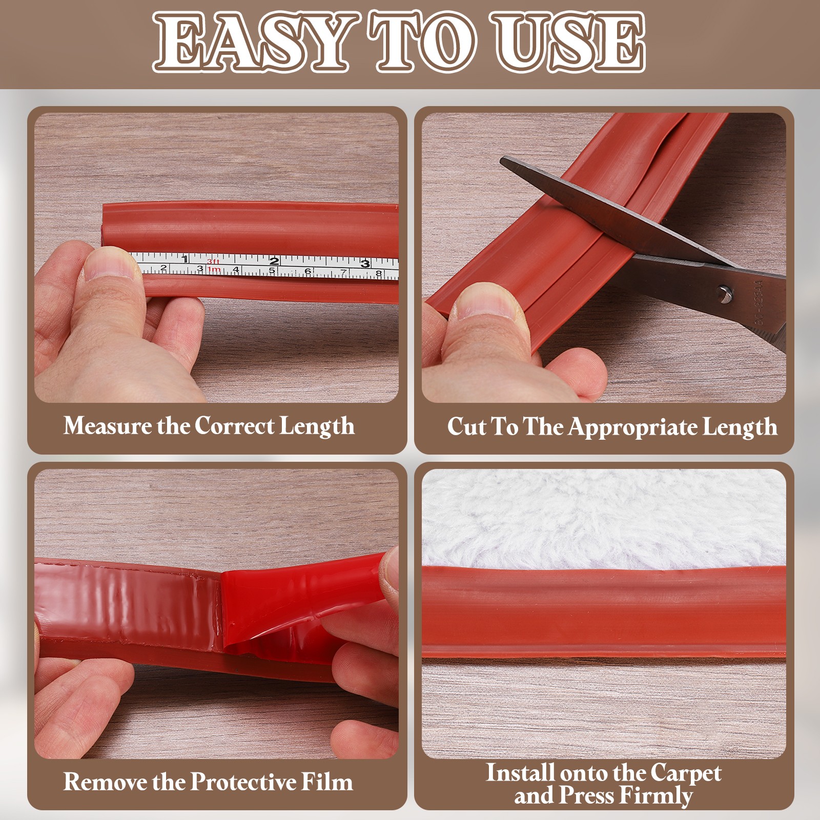 3.28Ft x 1.3″ x 0.22″ Self-Adhesive Carpet Edge Strip TPE Gap Cover Gray