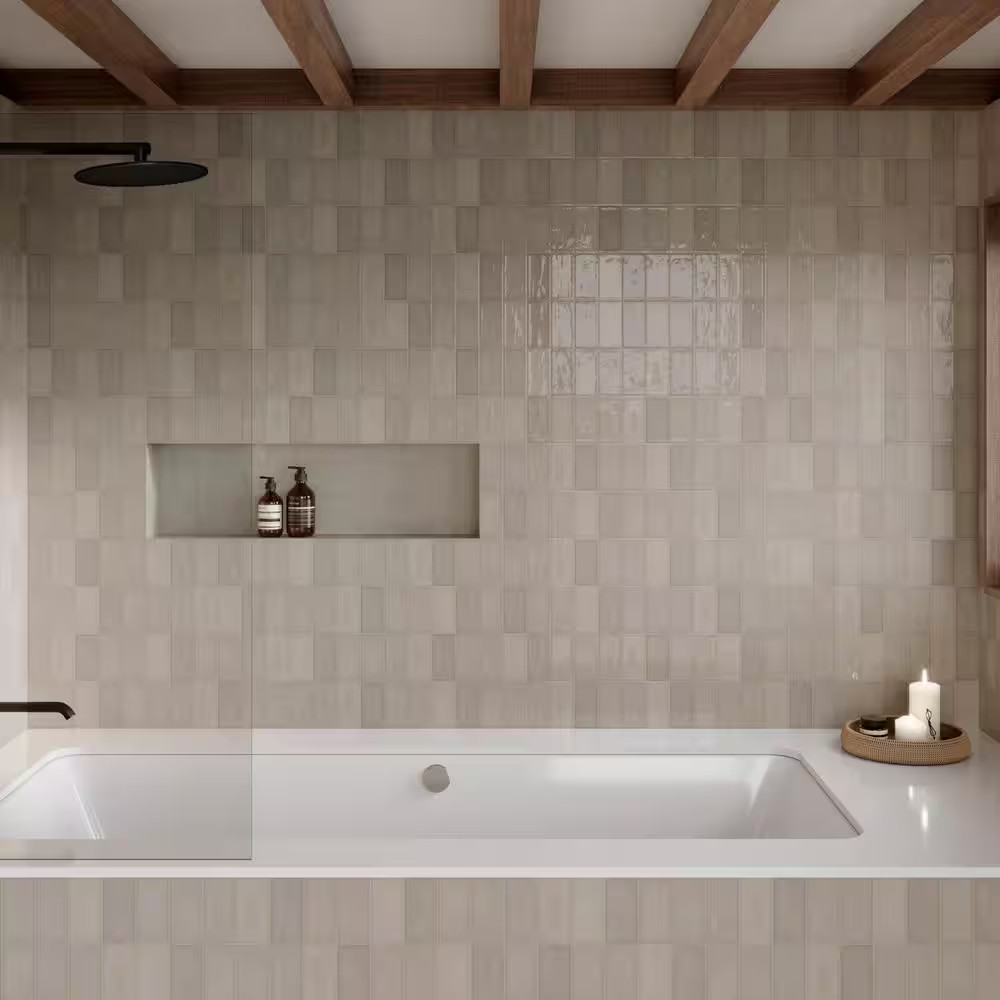 Marin Glossy Sand Dollar (Beige) 2.5 In. X 5 In. Ceramic Subway Wall Tile (5.38