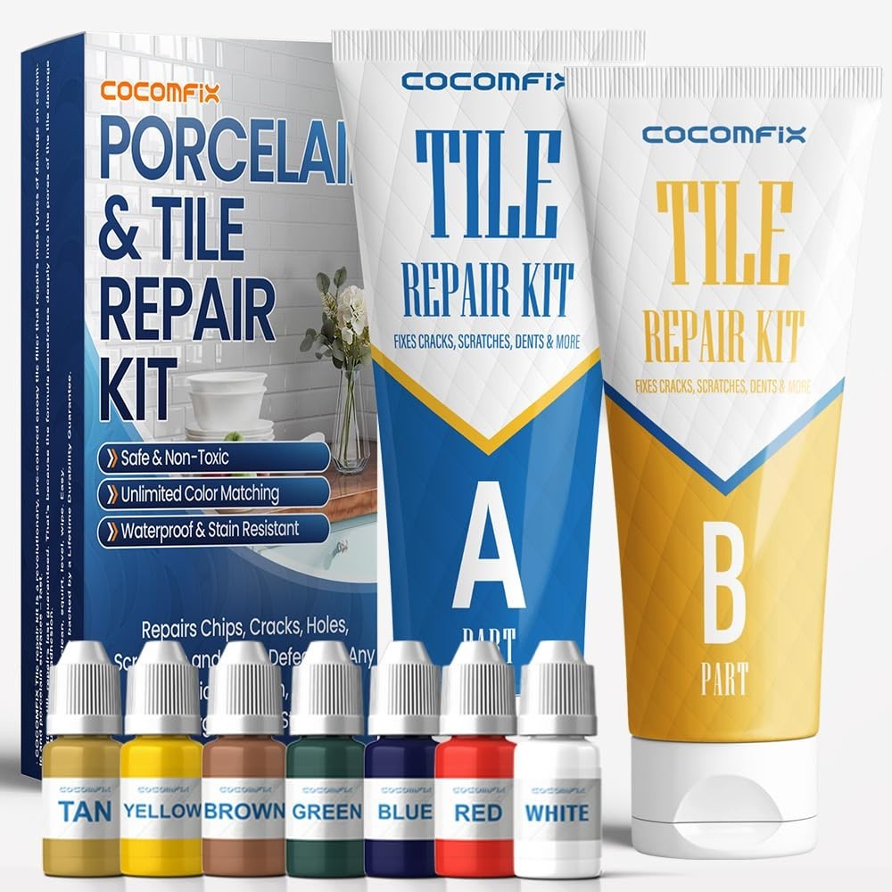 Tile Repair Kit for Chips & Cracks – Color Match, Strong Adhesion for Ceramic, P