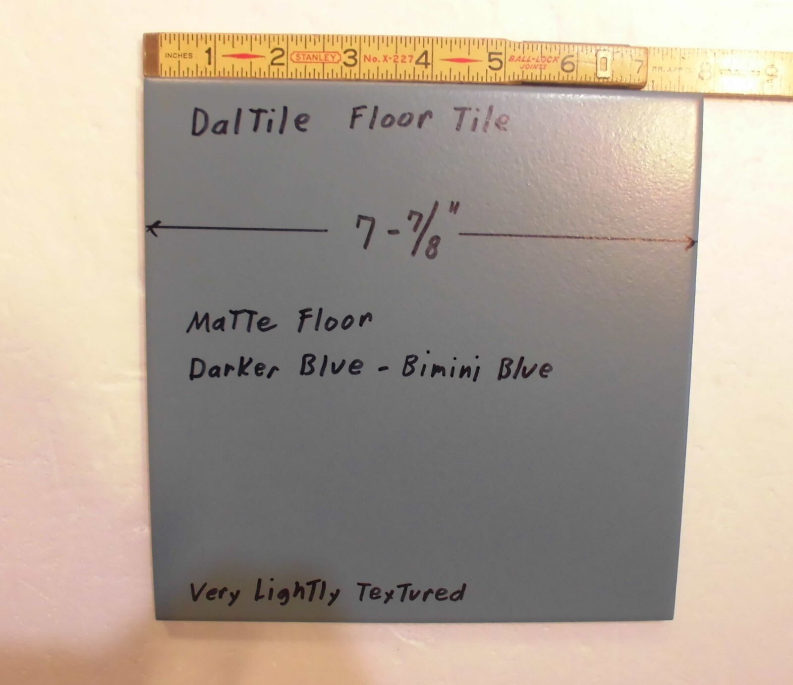 1 pc. Matte Darker Blue: 8″ Daltile Ceramic Floor Tile: Lightly Textured, NEW
