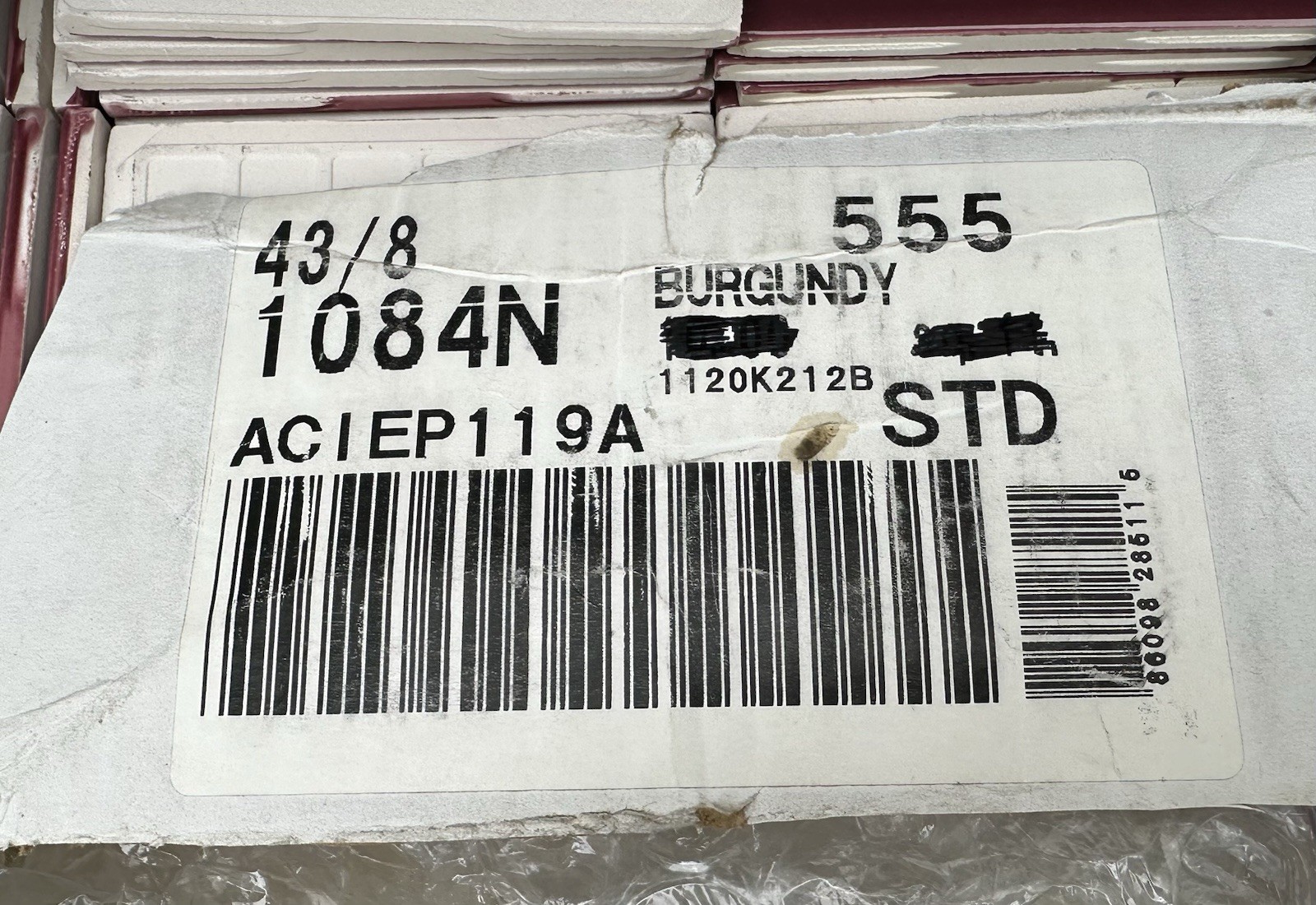 1 pc. Burgundy: 4-3/8″ Bullnose: Glossy Ceramic Tile by Florida Co. #1084 NEW