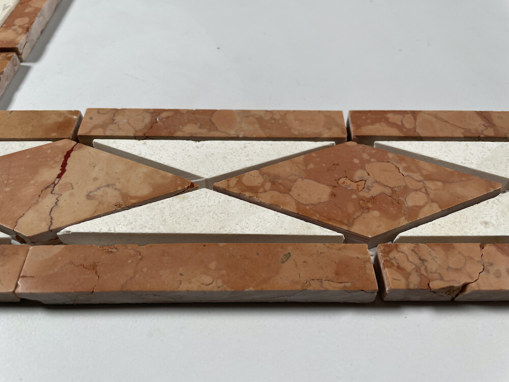 B0006P Marble Mosaic Border Listello Accent Tile Classic Rossa 3×7.9 Polished