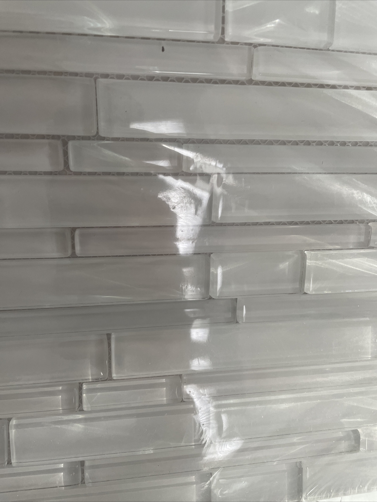 10 PC MSI Ice Interlocking 12x12x8mm Glass Mesh Mounted Mosaic Tile