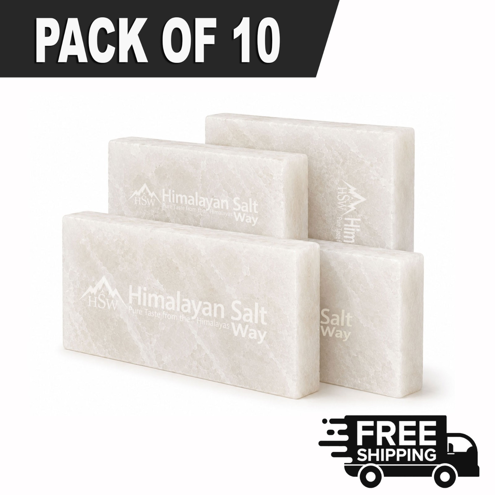 Natural Himalayan White Salt Tiles 8″ x 4″ x 1″ Pack of 10 Sauna Spa Wall Bricks