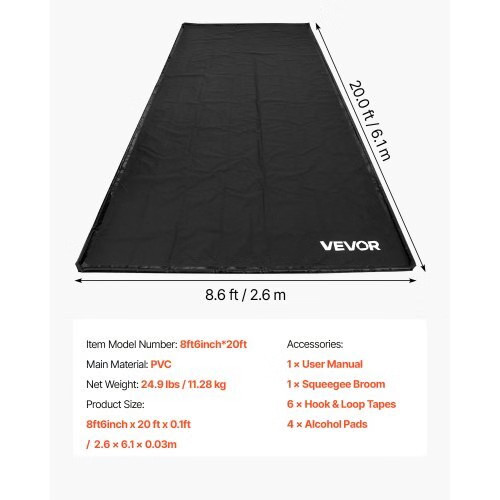 Containment Mat, 8 ft 6 in x 20 ft, Non-Slip PVC Garage Floor Mat with a Cleanin
