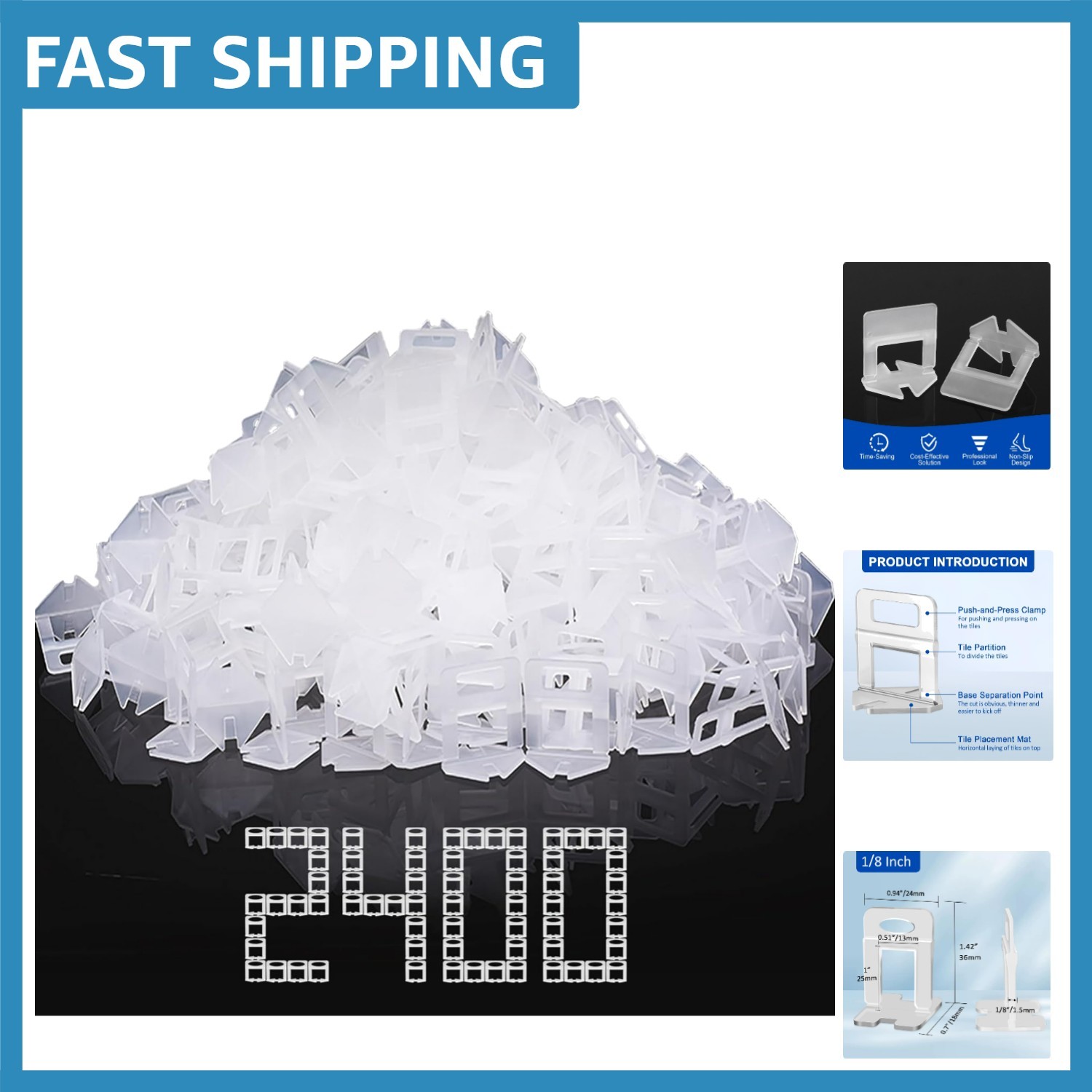 DIY & Professional Tile Leveling Spacer Clips – 2400 Count for Seamless Finish
