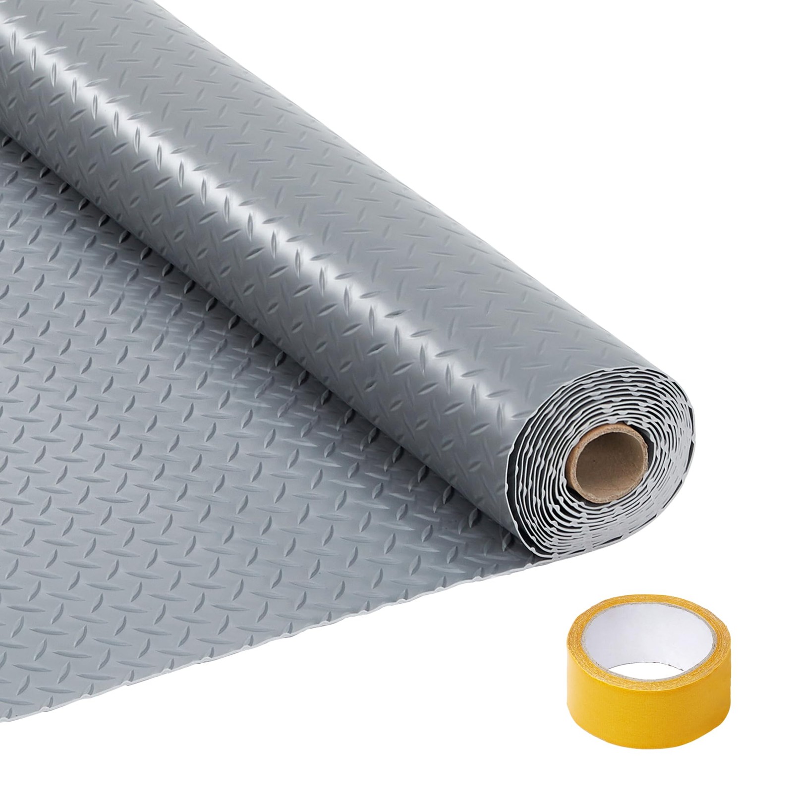 7.5×25 FT Garage Floor Mat, 2mm Thickened PVC Non-Slip Garage Roll Diamond Plate