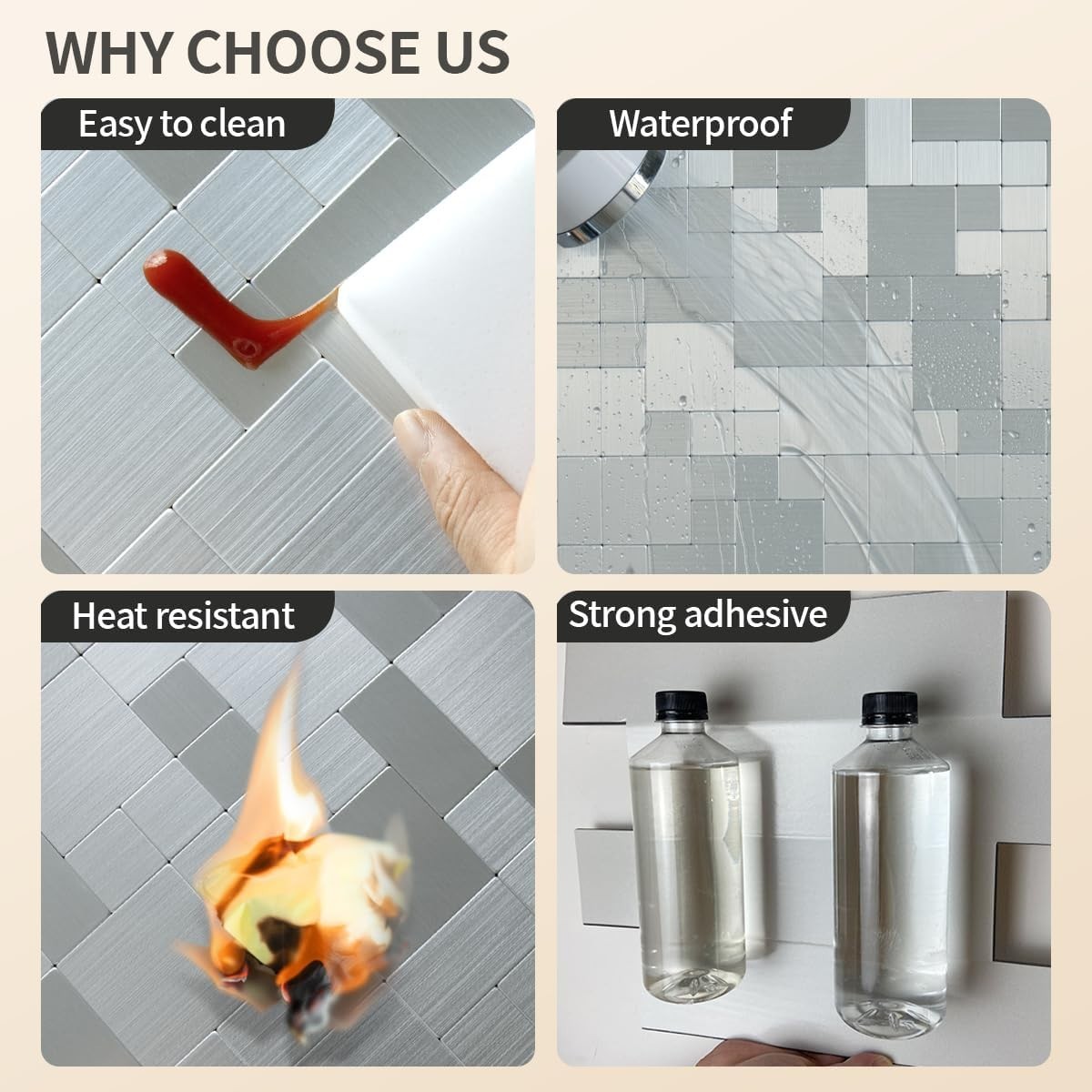 Modern Stainless Steel Backsplash Tiles