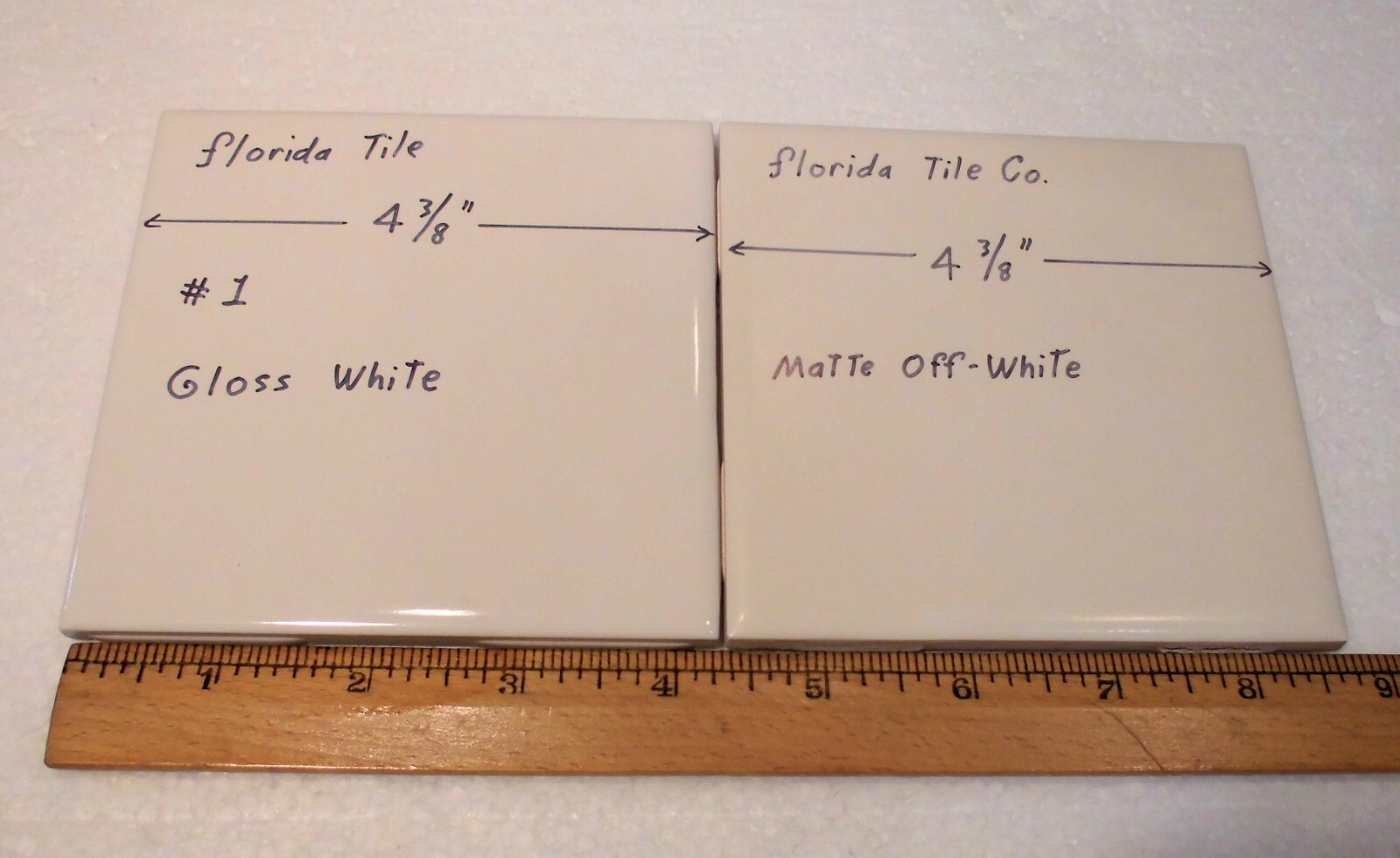 1 pc. Off-White Matte Ceramic Tile: 4-3/8″ by Florida Tile Co. New Old Stock