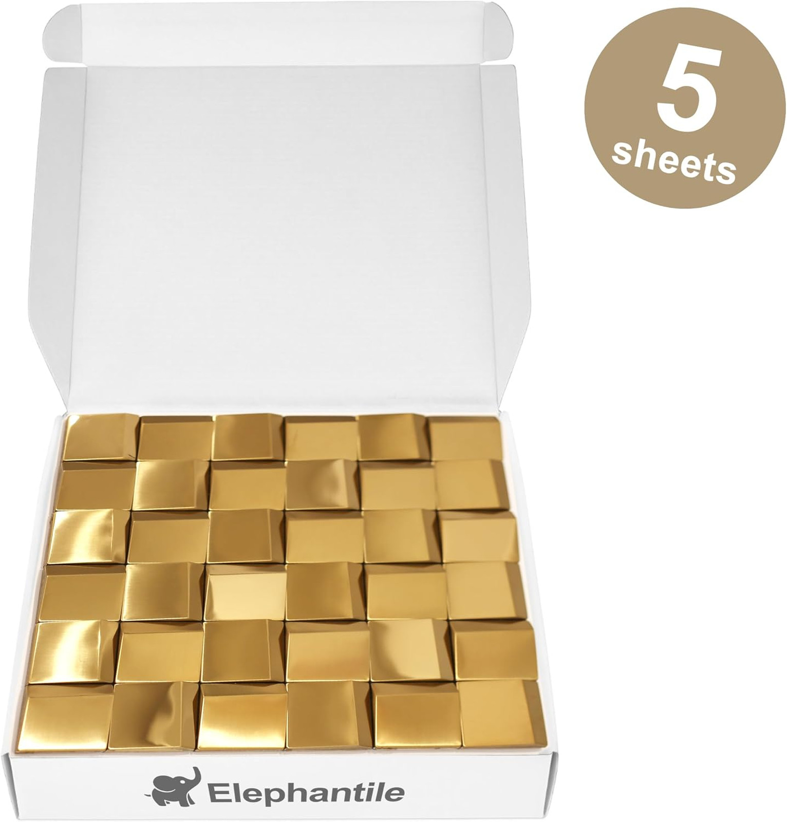 Metal Mosaic Wall Tiles, Gold 3D Backsplash Panels, 12×12 Inches, 5 Sheets