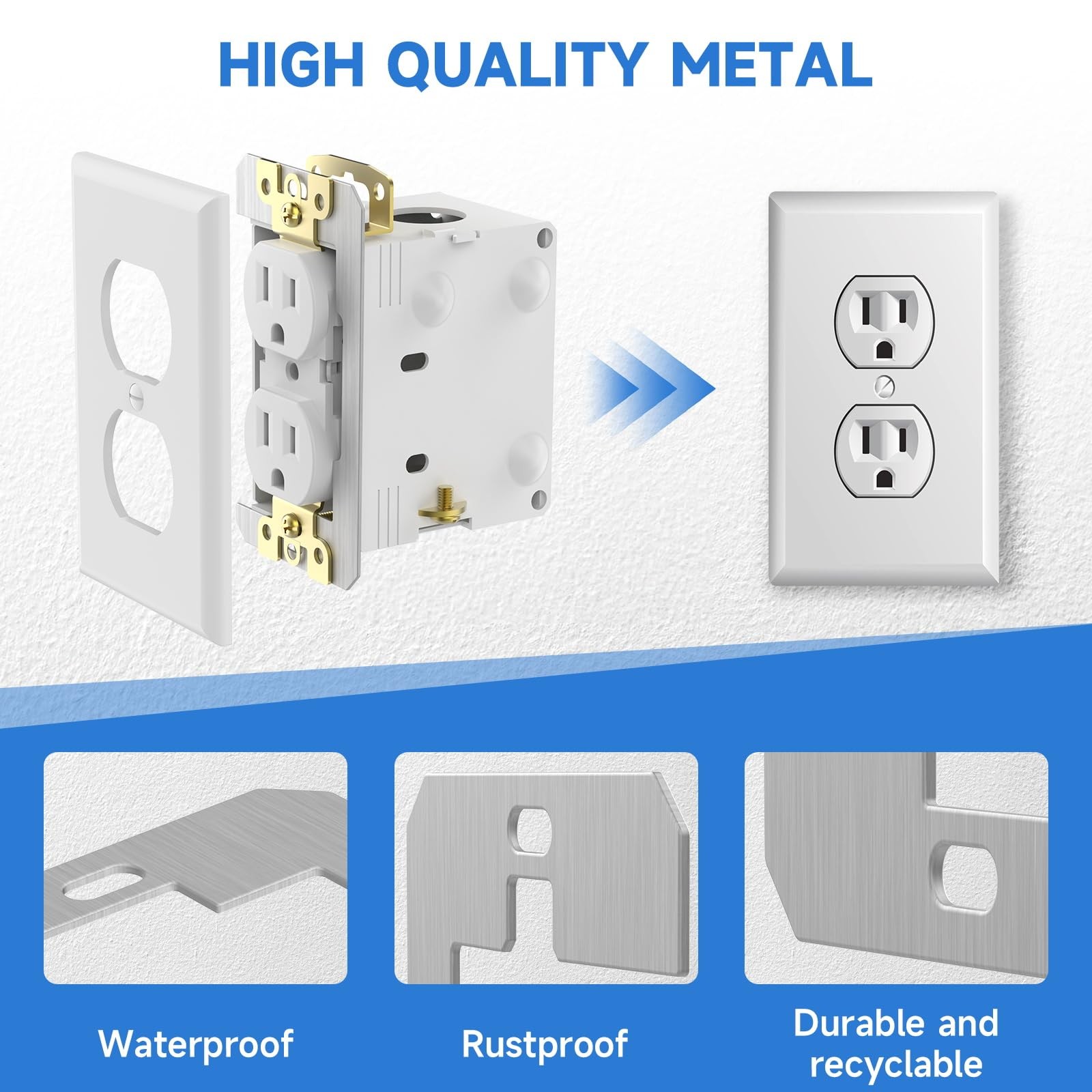 10 Pcs Wall Plate Spacer,Spacers for Electrical Outlets, Metal Flush Silver