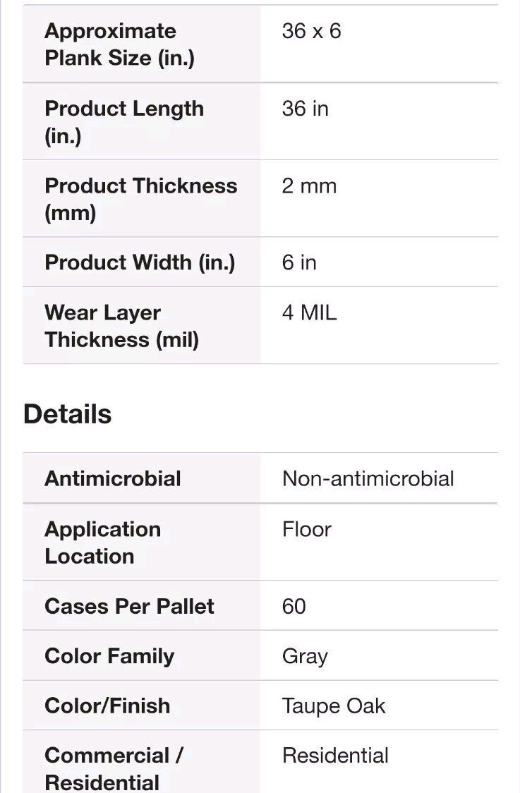 (24)TrafficMaster Plank Flooring 6″ x 36″ Peel + Stick Water Resistant Taupe Oak