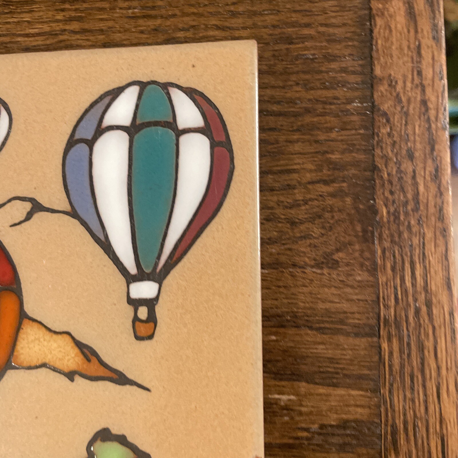 Art Tile Hot Plate Hot Air Balloon Colorful Made In Italy 6×6 Ceramic