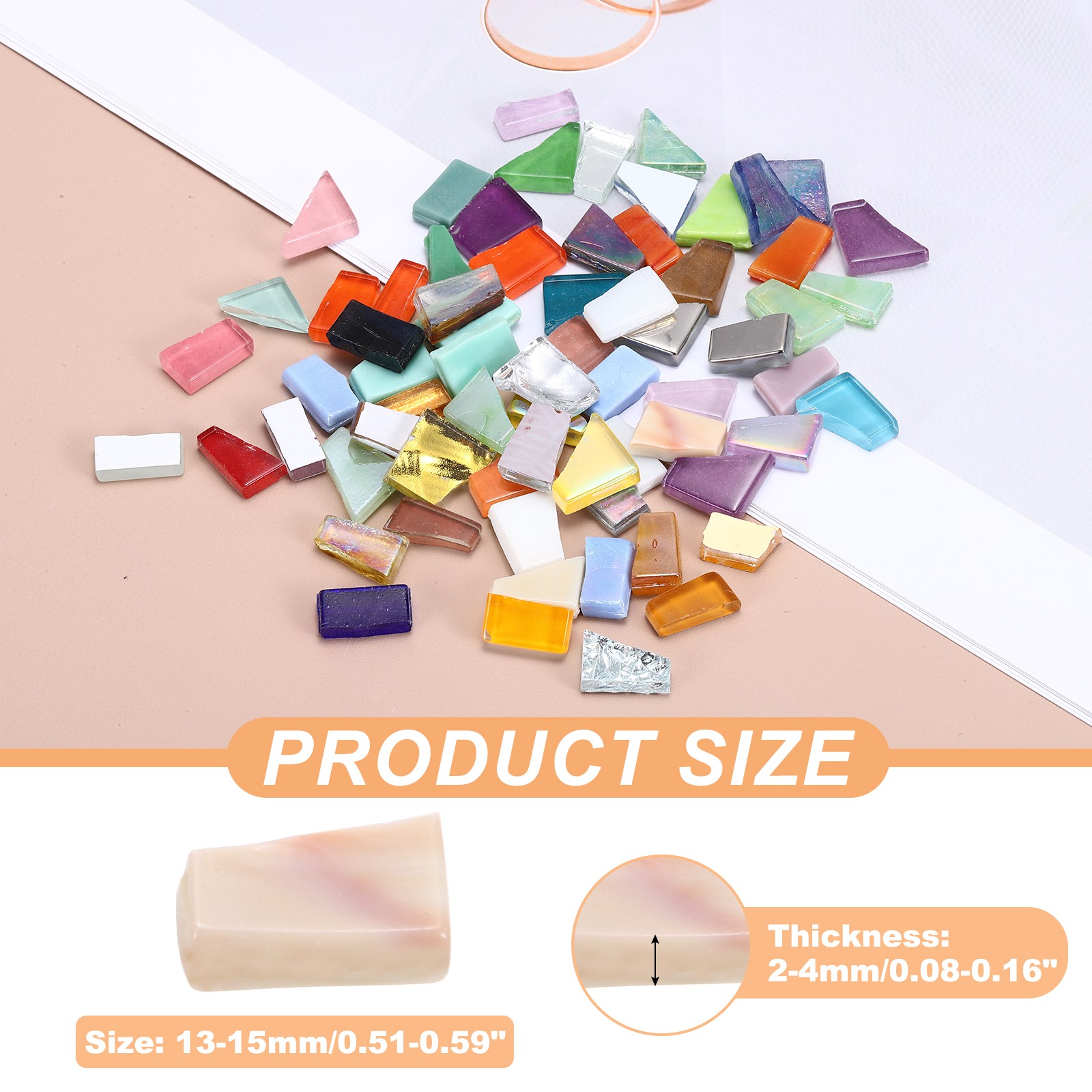 Irregular Glass Mosaic Tiles, 100g/0.2LB Stained Glass Sheets, Khaki Series
