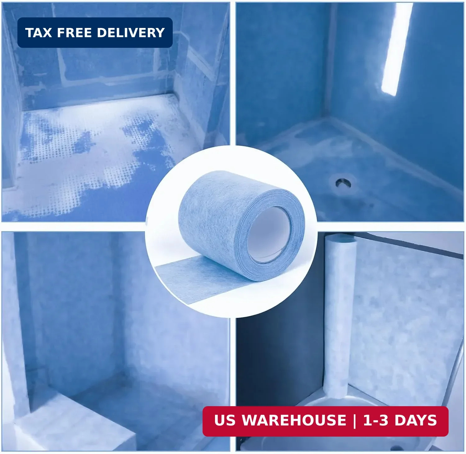 Shower Waterproofing Membrane Roll, 5 in x 50 Ft, 21 Sq Ft, 20 Mil | Blue HDPE r