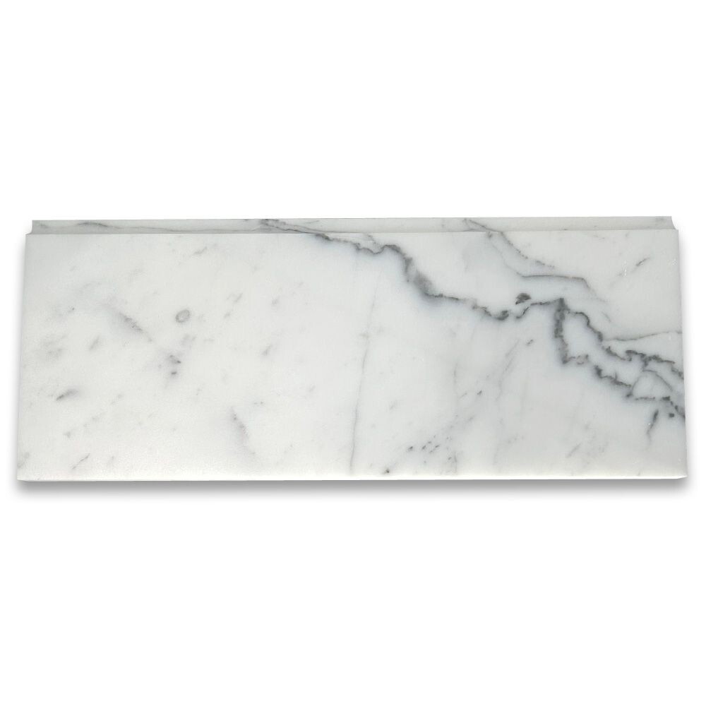 L12P Statuary White Marble 5×12 Baseboard Trim Molding Polished