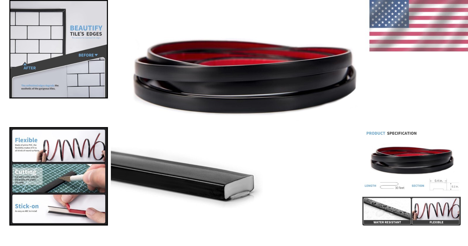 Artistic 30 Ft Black Peel and Stick Vinyl Trim – Perfect for Backsplash & More