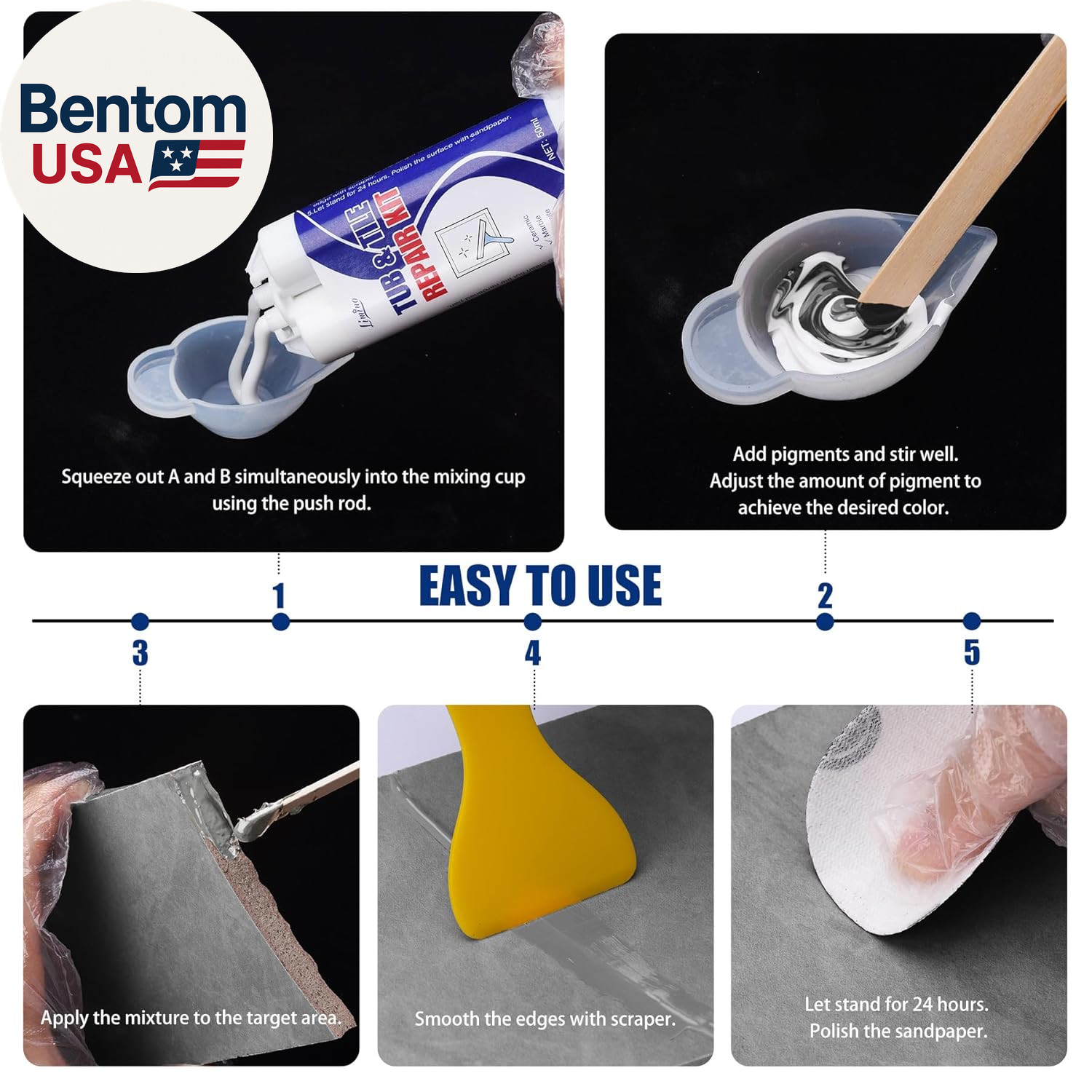 Tile Repair Kit – Porcelain Repair Kit for Repairing Scratches, Chips, Dents, Ho