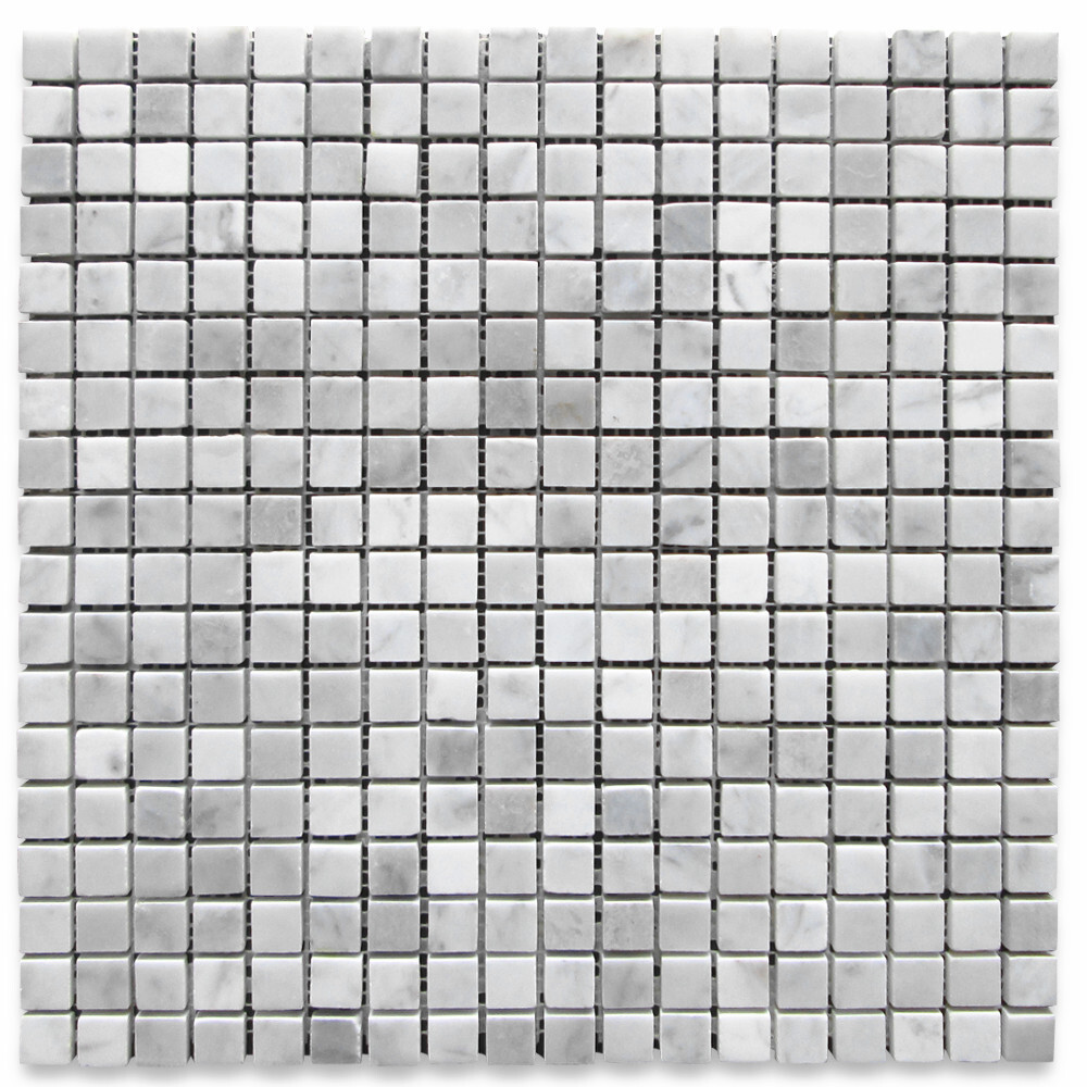 C22XP 5/8×5/8 Square Mosaic Tile Carrara White Marble Polished Venato Bianco