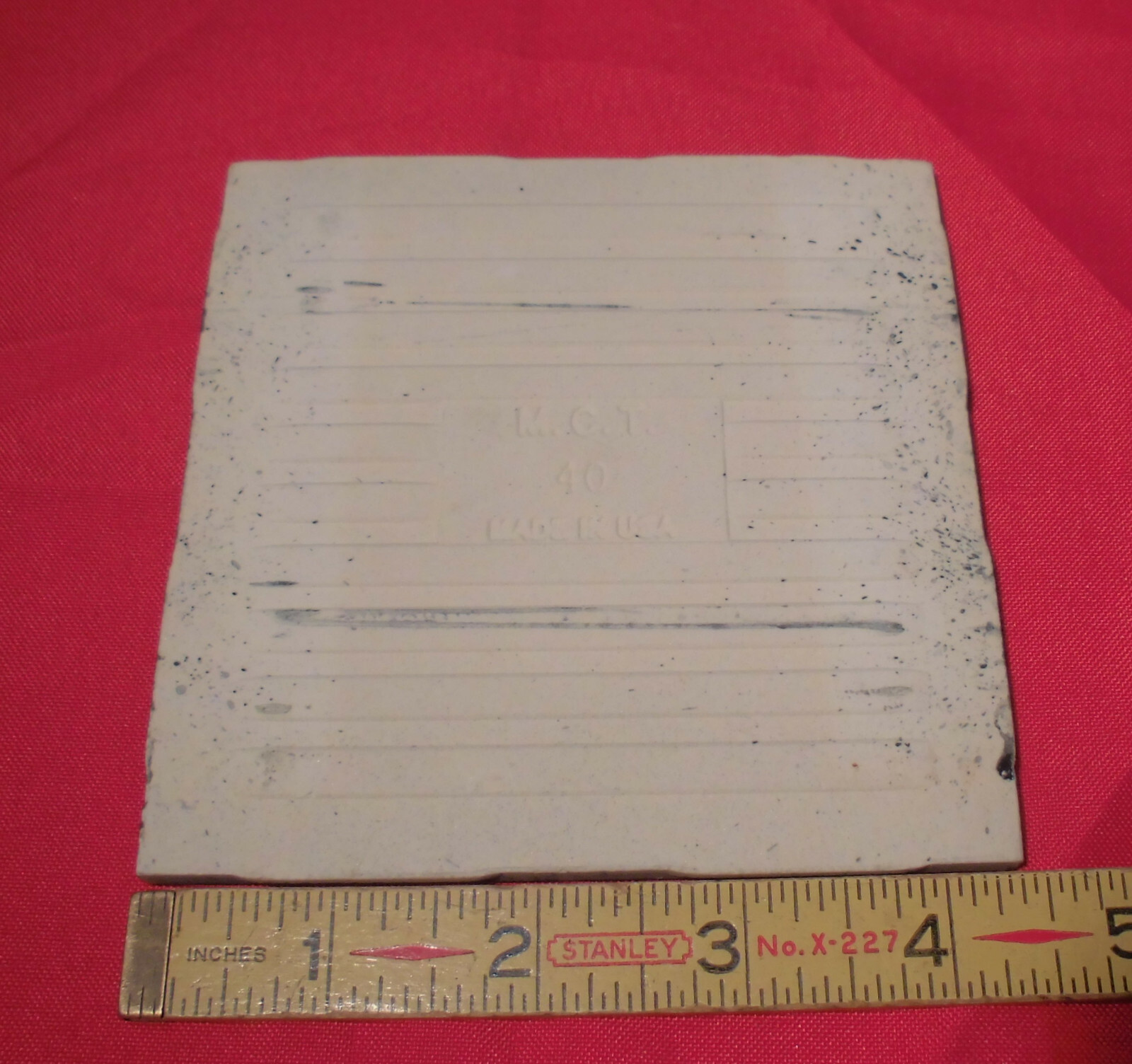 1 pc. Ceramic Tile *Jet Black* by Mid-State Co. 4-3/8″ (NOS) Textured Glaze