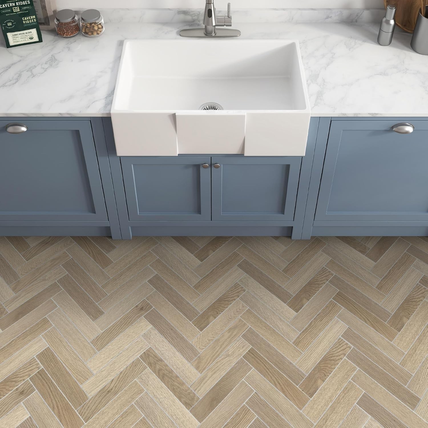 Warm Oak Chevron Style Peel & Stick 12.2″ X 10″ Wall or Floor Tile (12pcs)