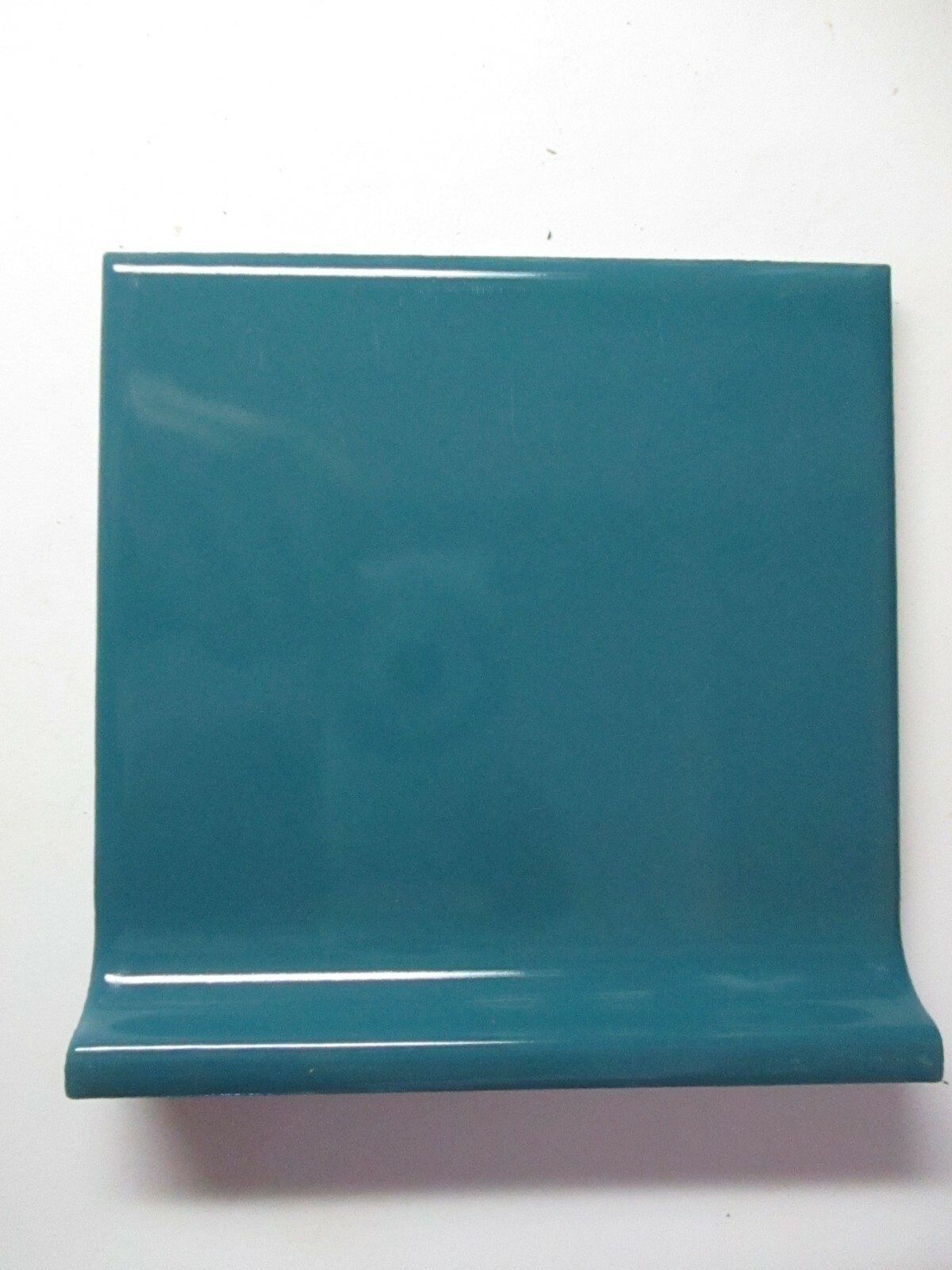 1 Cove Base Tile Wheeling USA 4-3/8″ Sq. Ceramic Wall Dark Teal Green Gloss Vtg