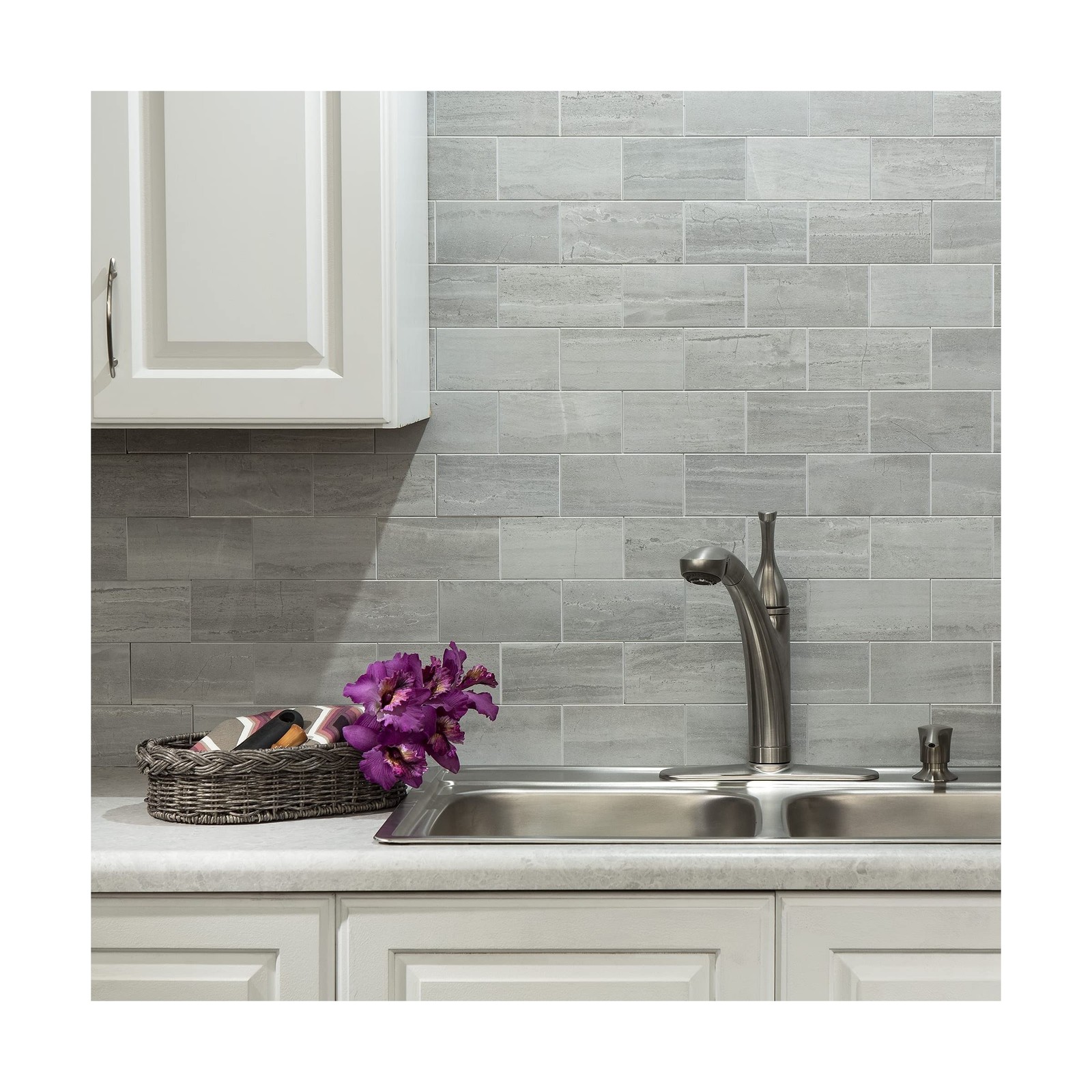 Aspect Peel and Stick Collage Tile in Gray Subway (15 Sq Ft Kit)