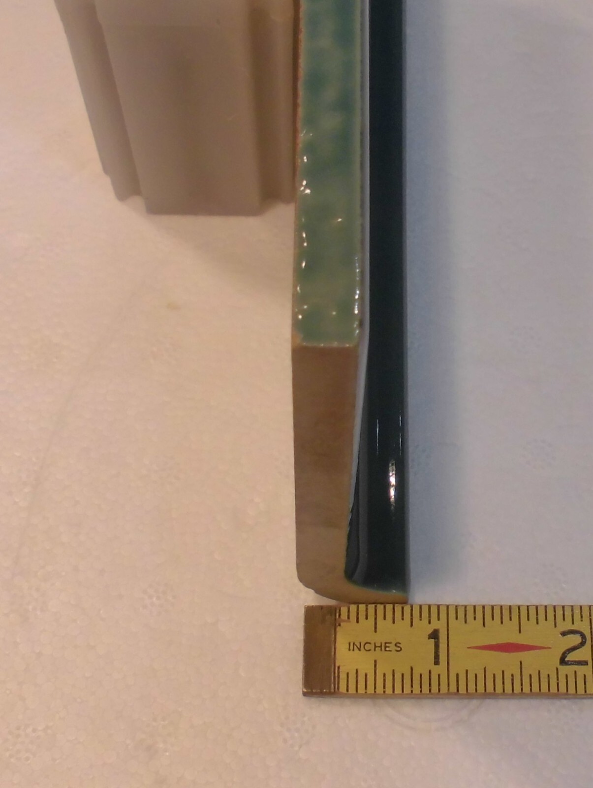 1 pc. Pine Green: 3-3/4″ X 6-1/8″ Ceramic Cove Base Tile, Stack-on-Top, Flat Top