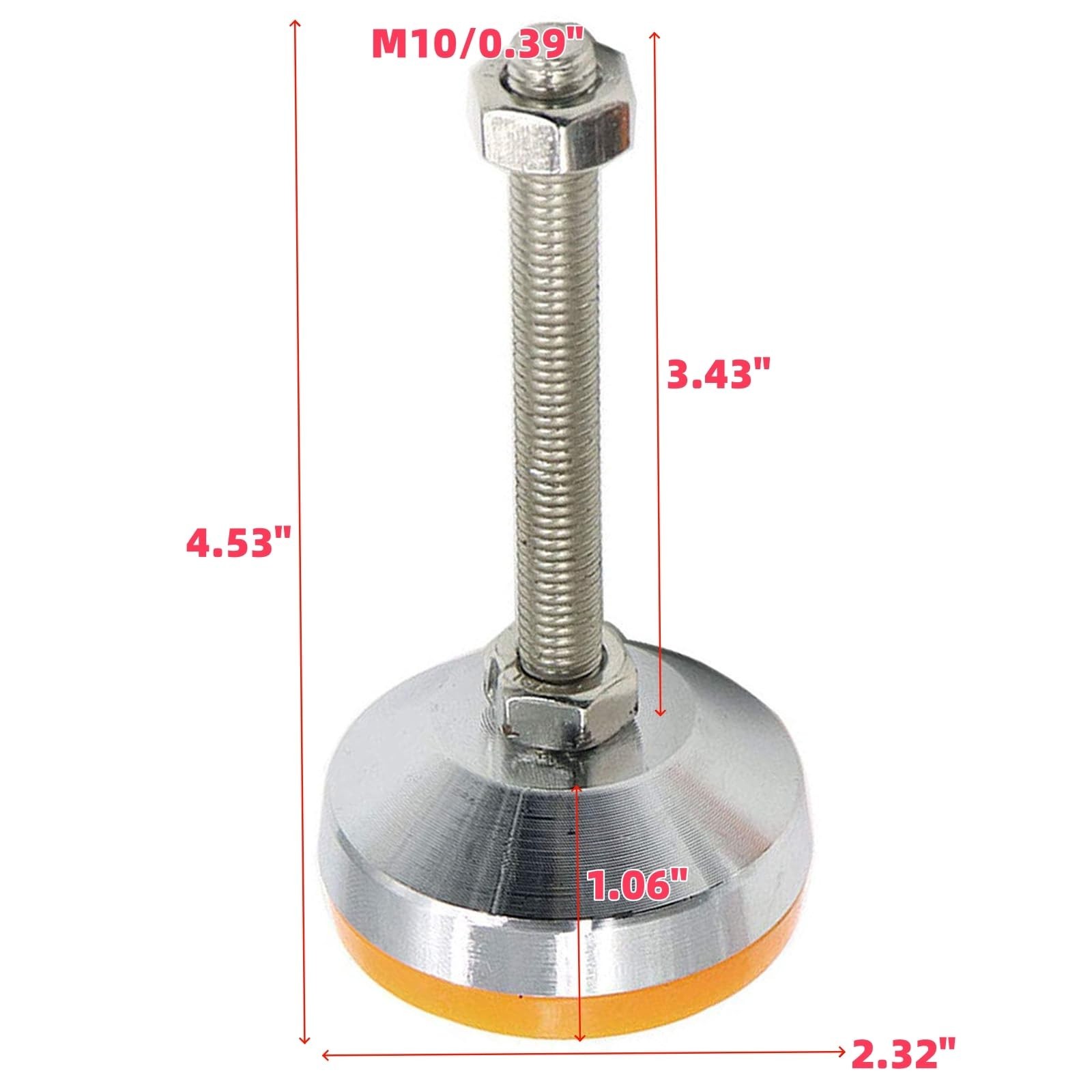 M10x100mm Leveling Feet 2Pcs, Heavy Duty 2200 lb Capacity, 2.32 Inch Anti-Sli…