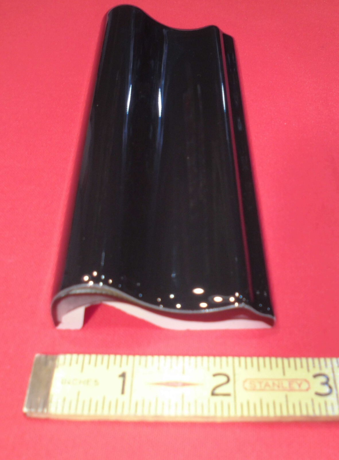 1 pc. Glossy Black: Ceramic Chair Rail made by American Olean, 2-1/2″ X 6″
