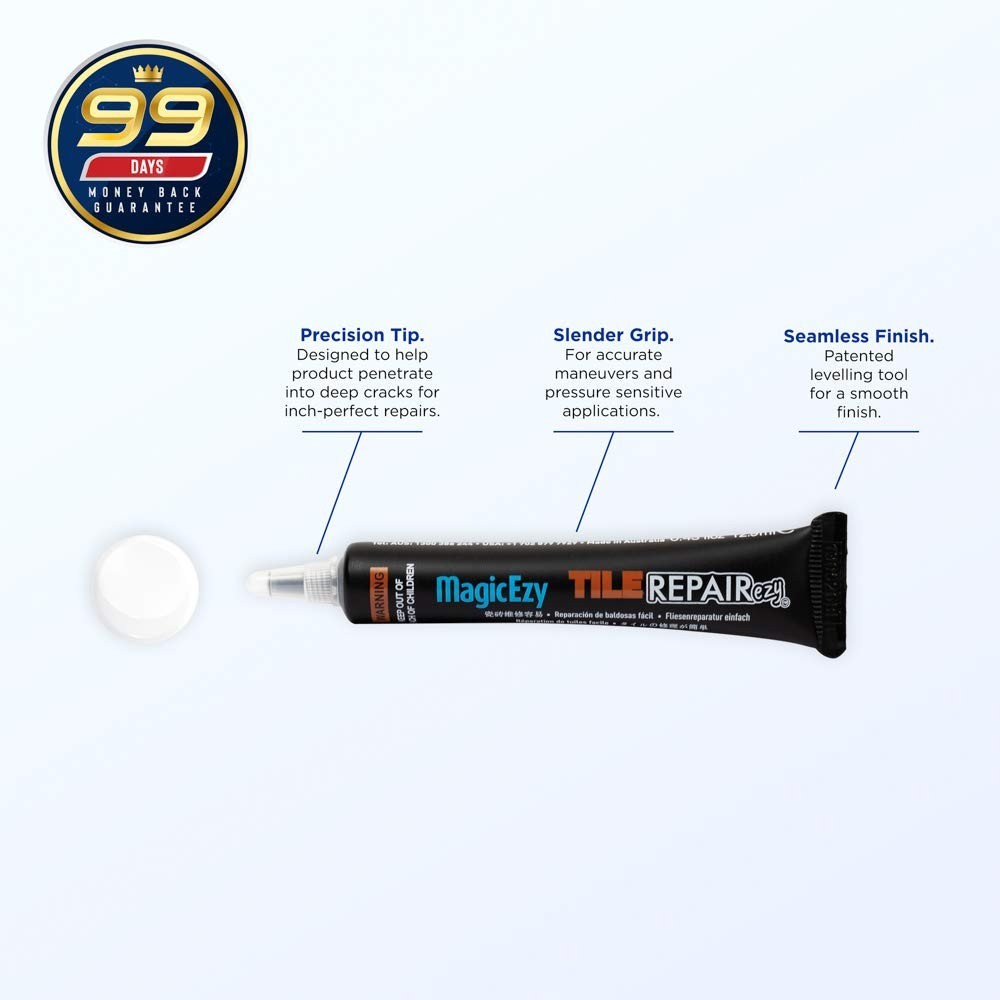 Tile RepairEzy White: Ultimate Ceramic Repair Filler for Chips & Cracks, 0.35oz