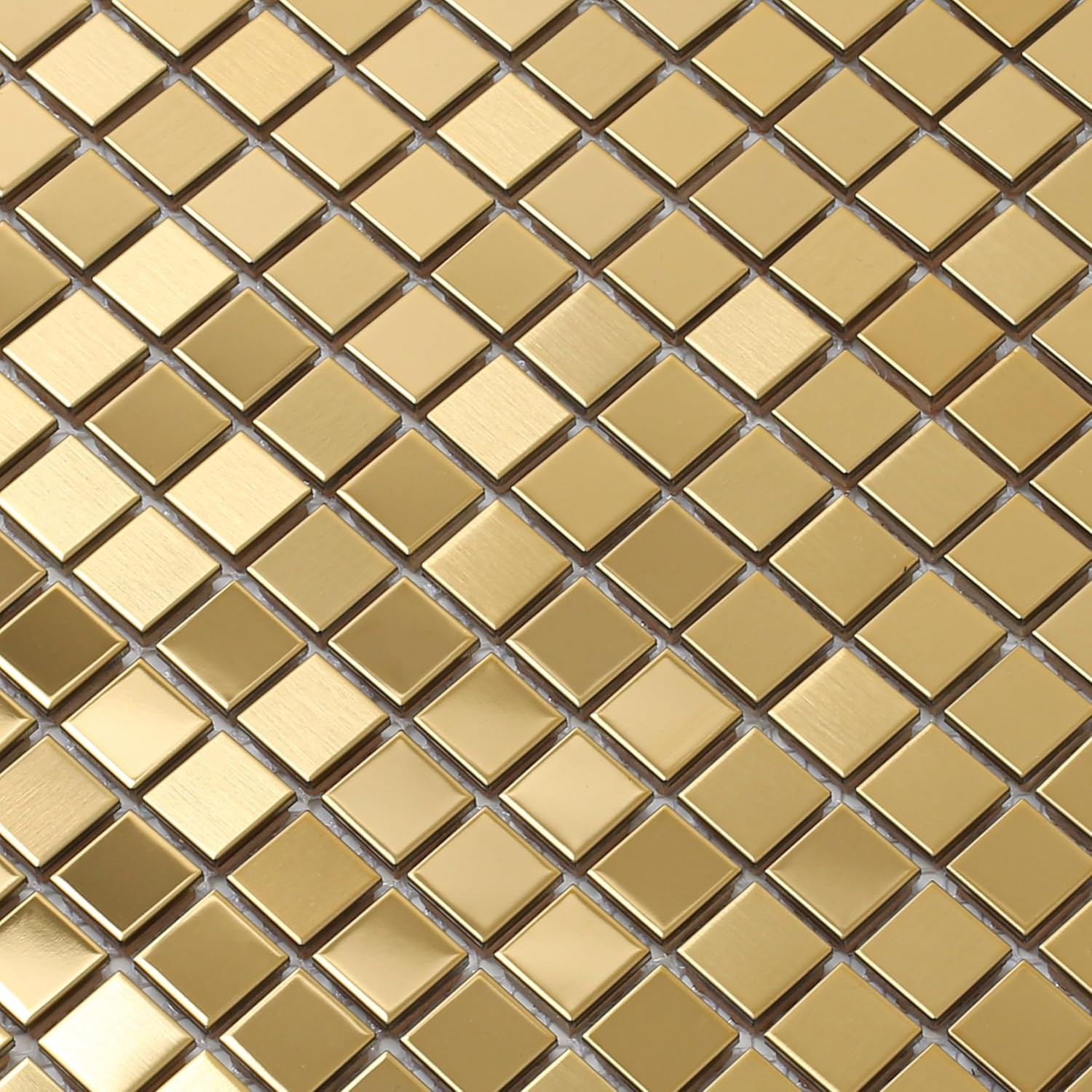 Gold Mosaic Tile Squares 12×12 for Kitchen Backsplash & Bathroom Walls (5 Pack)