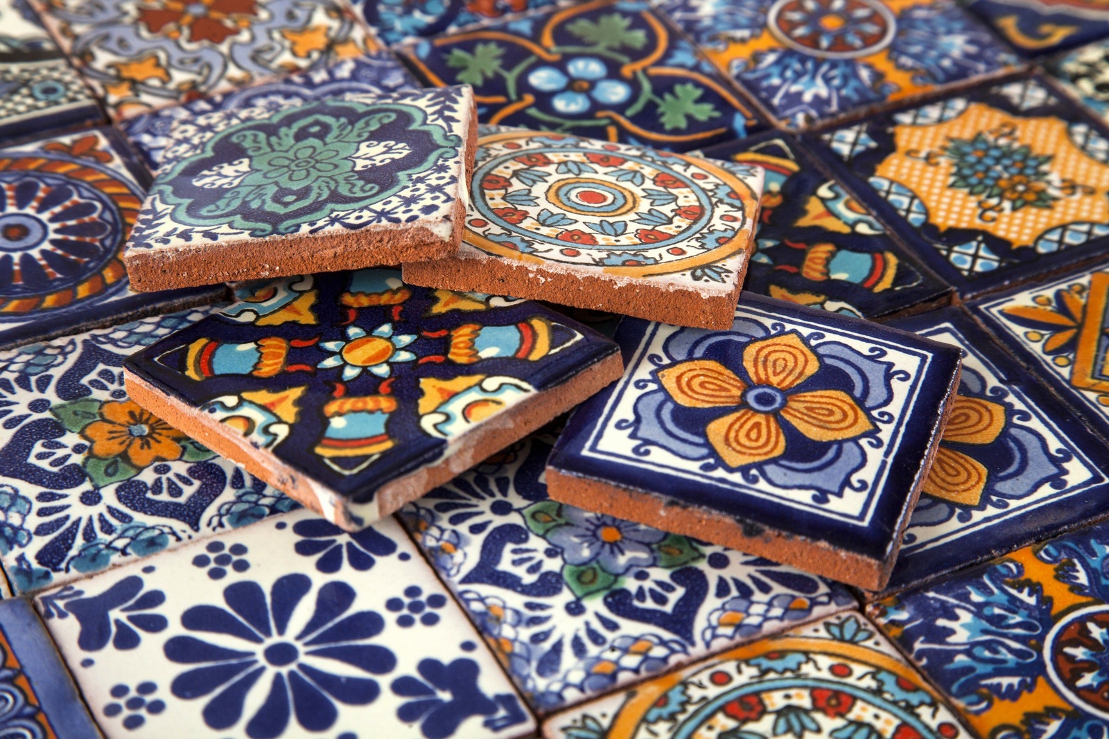 120 Mexican Ceramic Tiles 2×2 in Talavera Decoration Mosaic for Bathroom -Tonito