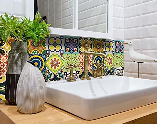 4 X 4 Mediterranean Brights Mosaic Peel And Stick Removable Tiles