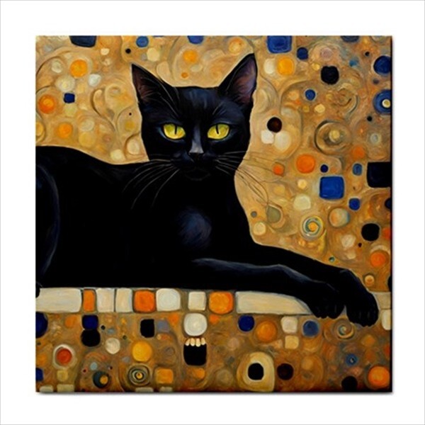 Black Cat Ceramic Tile Backsplash Decorative Art Nouveau Style Home Decor