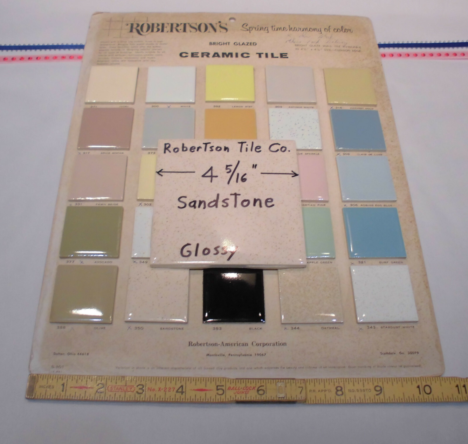 1 pc. Ceramic Tile: Buckwheat – Sandstone: Beige & Gold Specks, Robertson 4-5/16